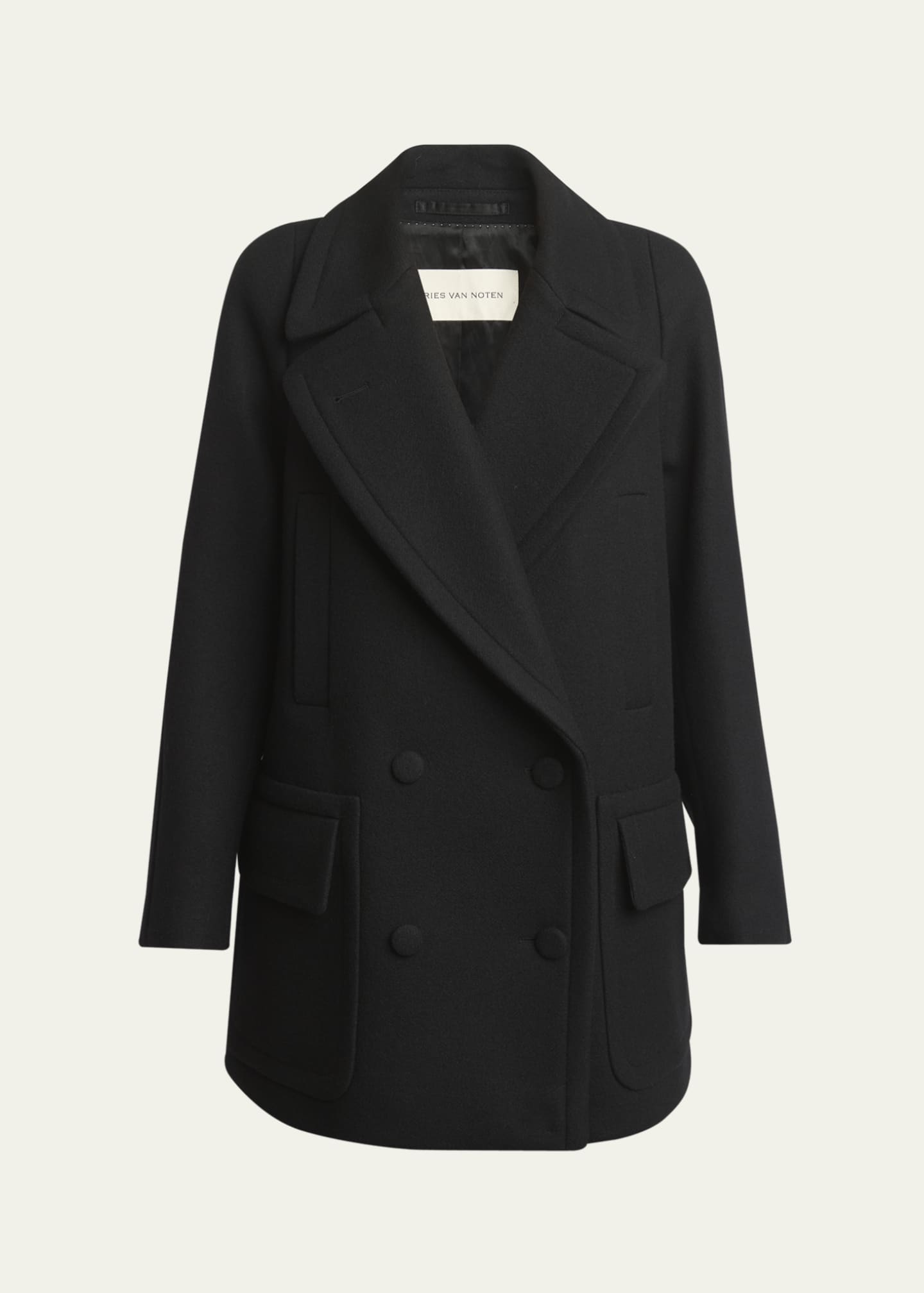 Dries Van Noten Randia Double-Breasted Short Wool Coat Image 1 of 5