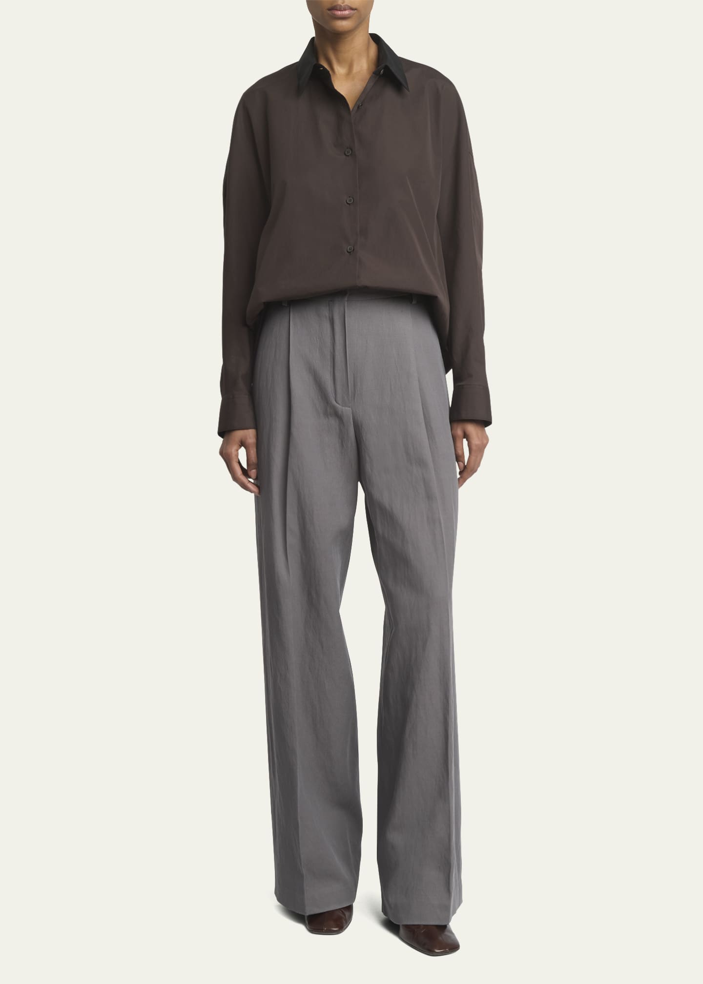 Dries Van Noten Casio Bicolor Oversized Button Down Top Image 2 of 5