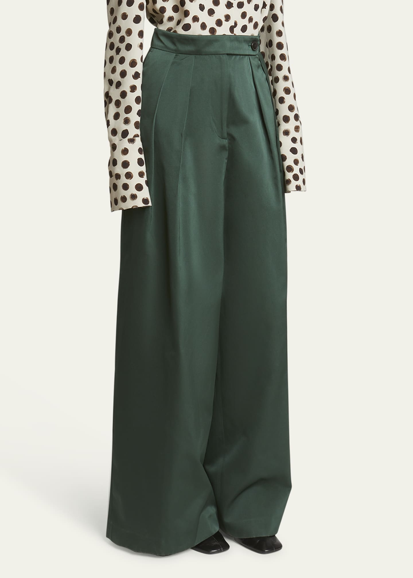 パンツ Dries Van Noten SS25 'Pamplona' pants (2510109031149 700) Dries Van Noten Pamplona Pleated Denim Wide-Leg Pants