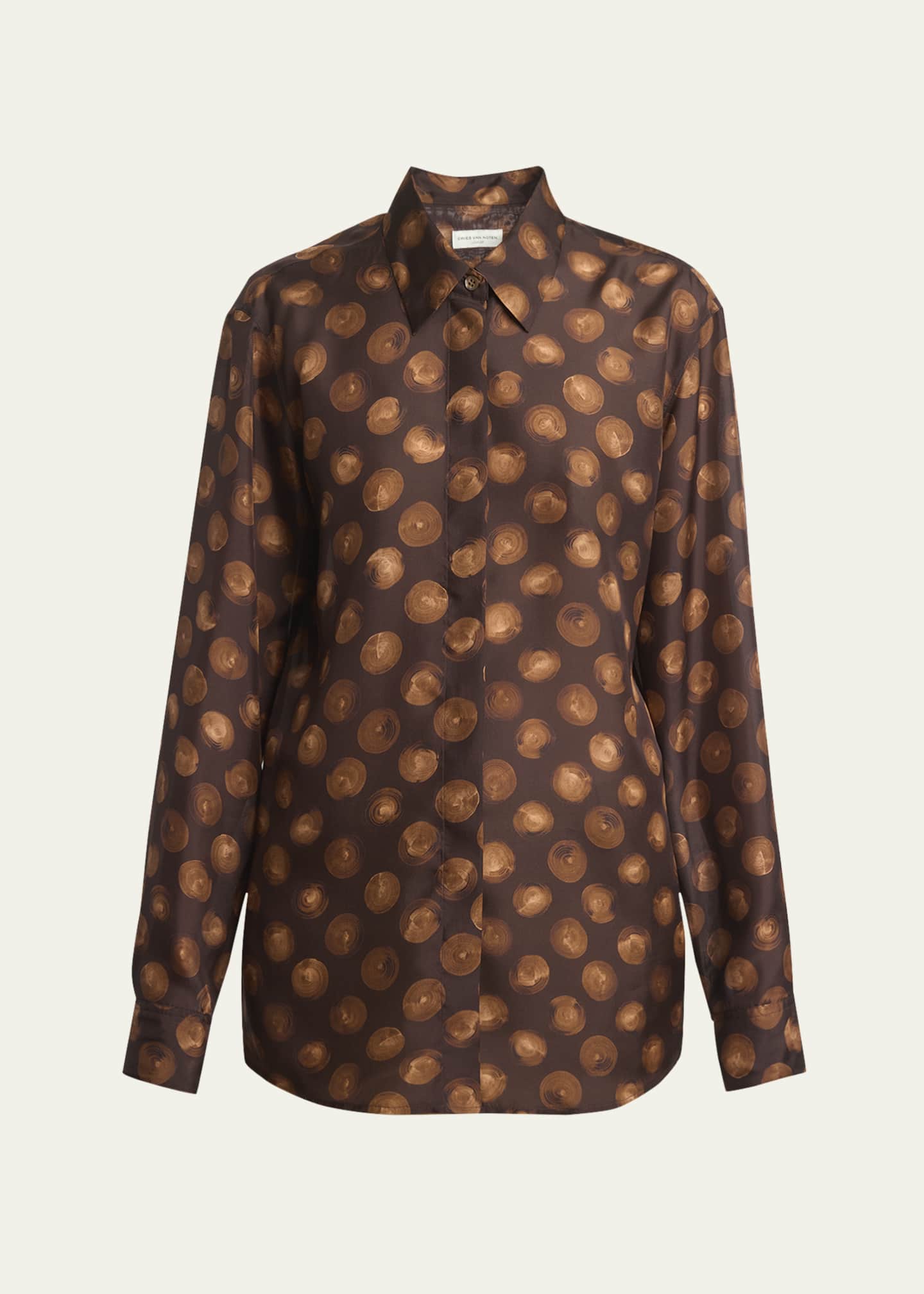 Dries Van Noten Clavel Printed Button Down Silk Blouse Image 1 of 5