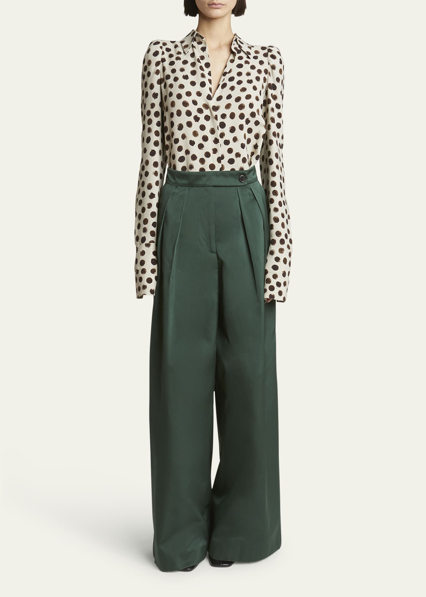 Dries Van Noten Celindra Polka-Dot Button-Front Shirt Image 2 of 5