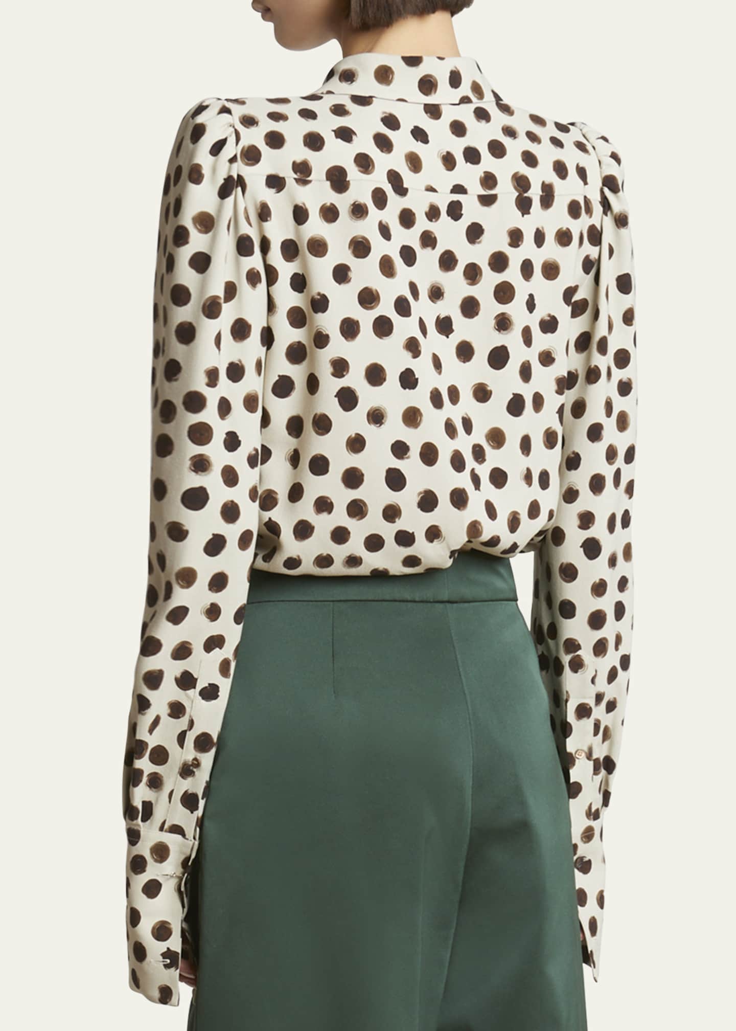 Dries Van Noten Celindra Polka-Dot Button-Front Shirt Image 3 of 5