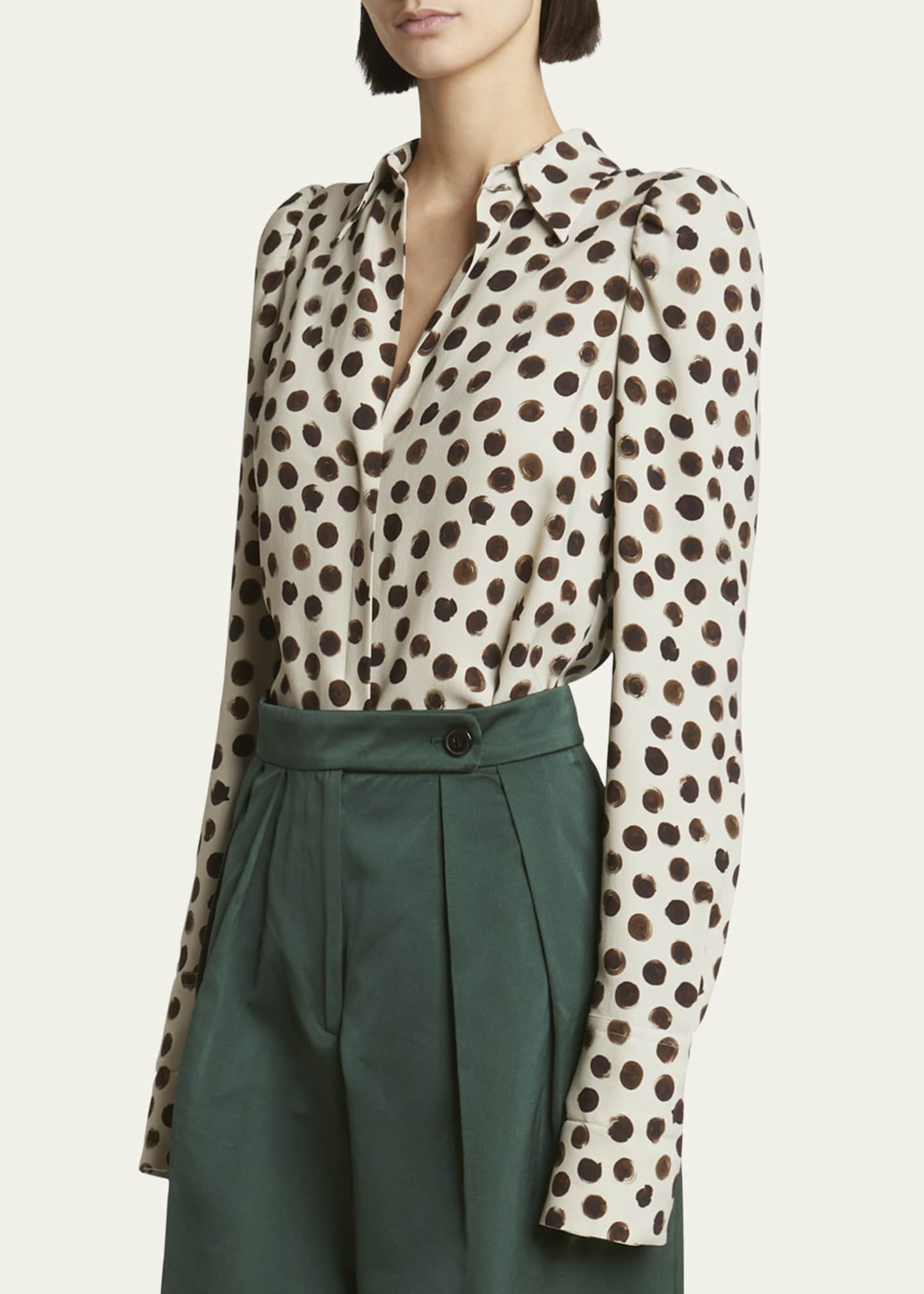 Dries Van Noten Celindra Polka-Dot Button-Front Shirt Image 4 of 5