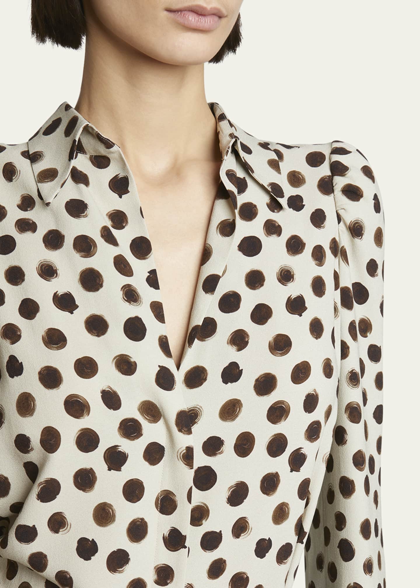 Dries Van Noten Celindra Polka-Dot Button-Front Shirt Image 5 of 5