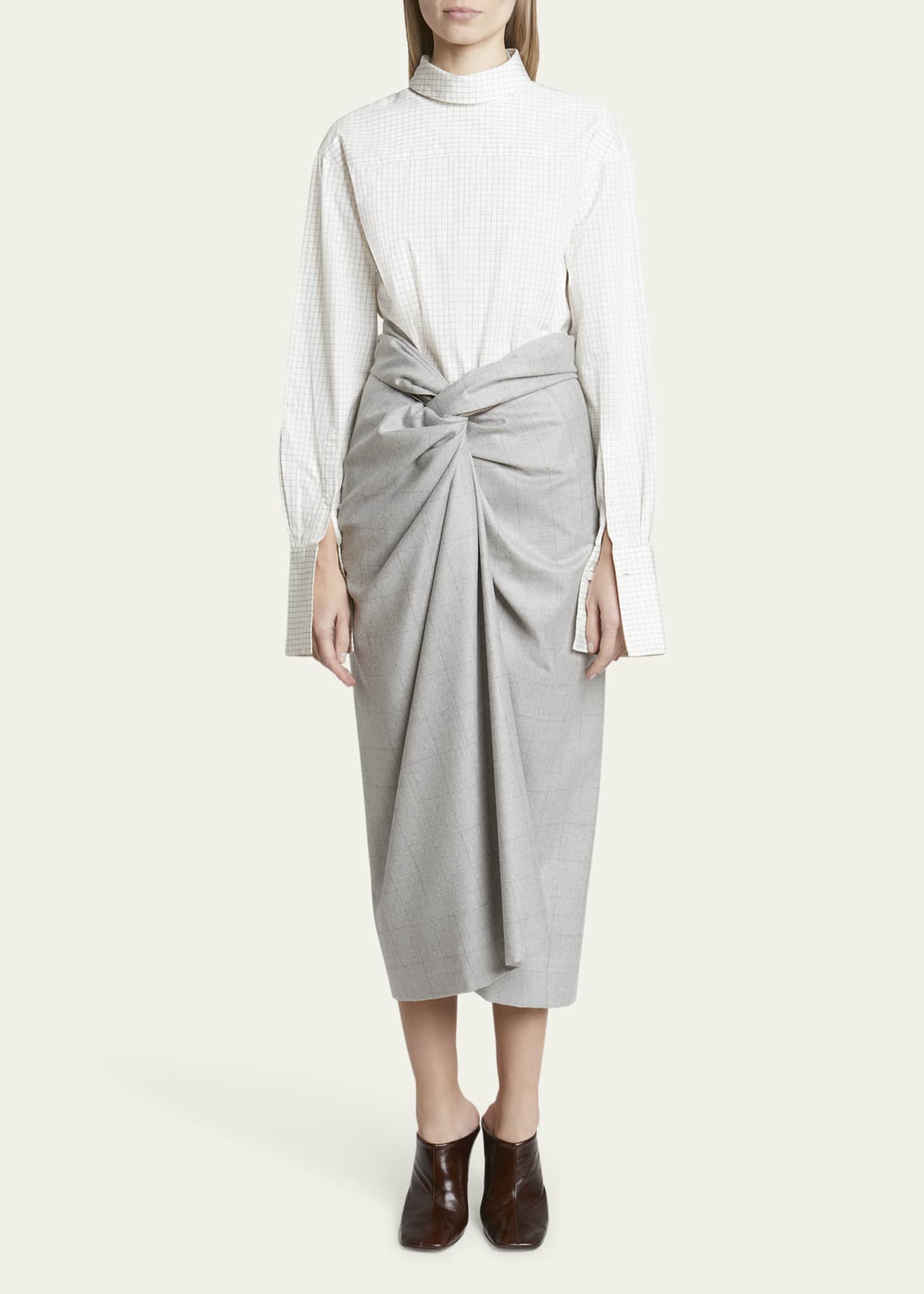 Dries Van Noten Sidras Twist-Front Midi Skirt Image 2 of 5