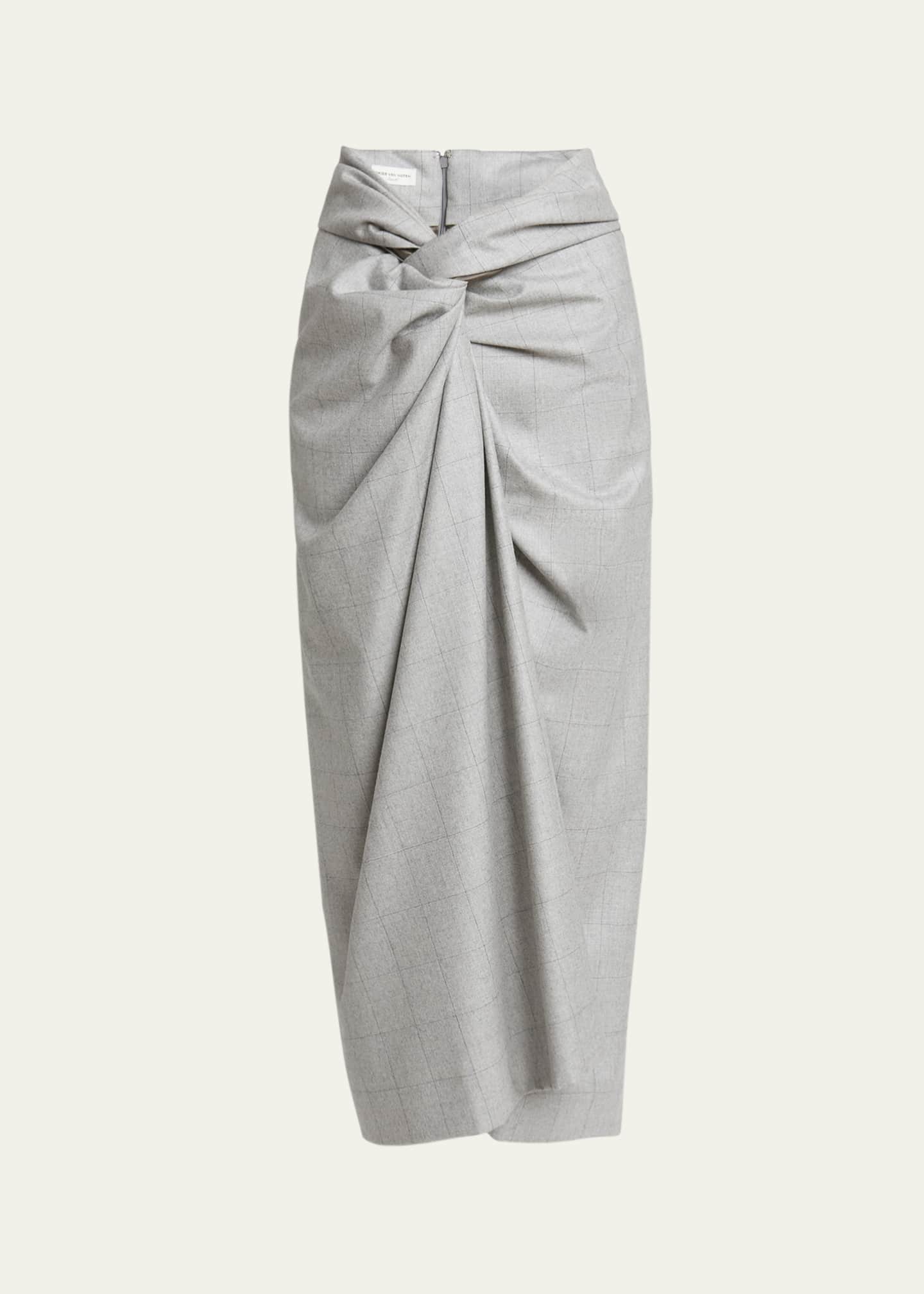 Dries Van Noten Sidras Twist-Front Midi Skirt Image 1 of 5