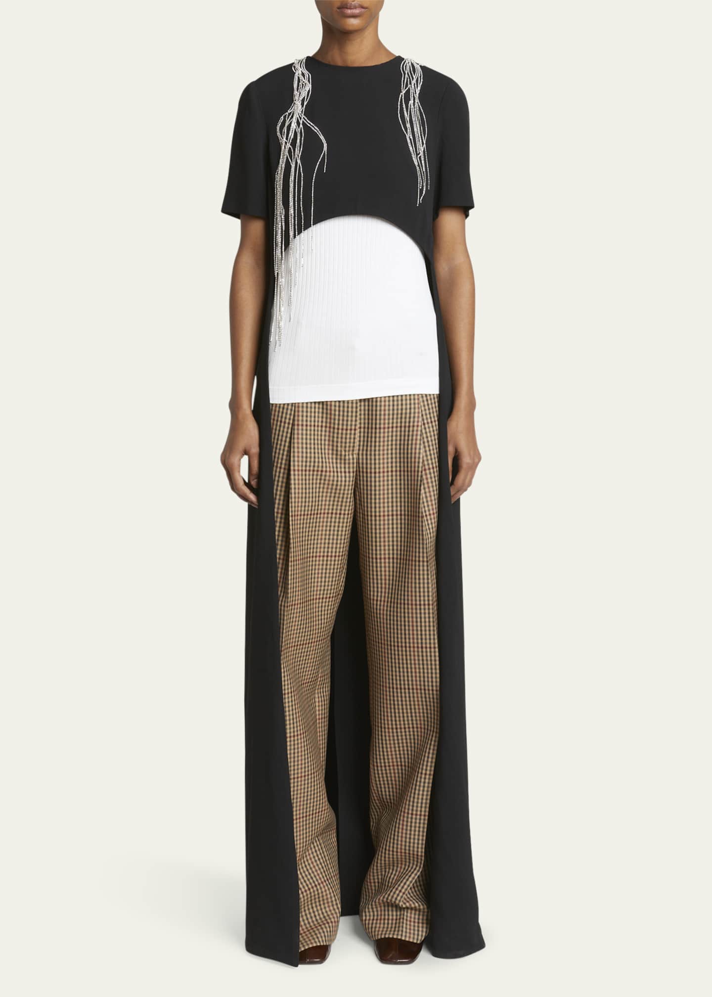 Dries Van Noten Cecily Crystal Embellished Cape Shirt Image 2 of 5