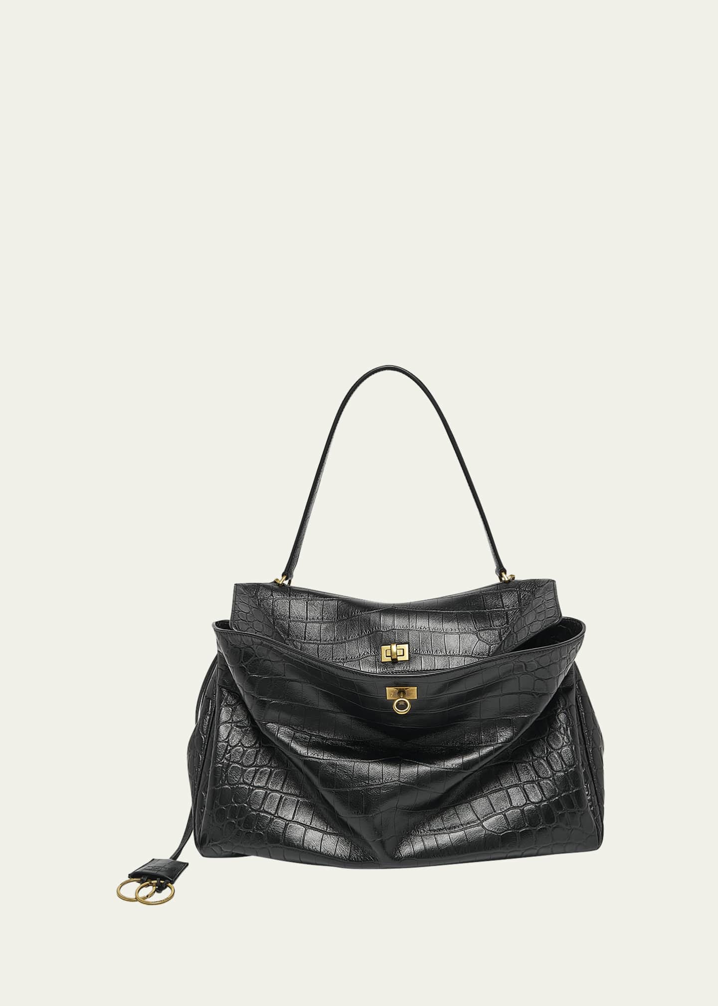 𝗕𝗮𝗹𝗲𝗻𝗰𝗶𝗮𝗴𝗮 Rodeo 22 bag black crocodile skin