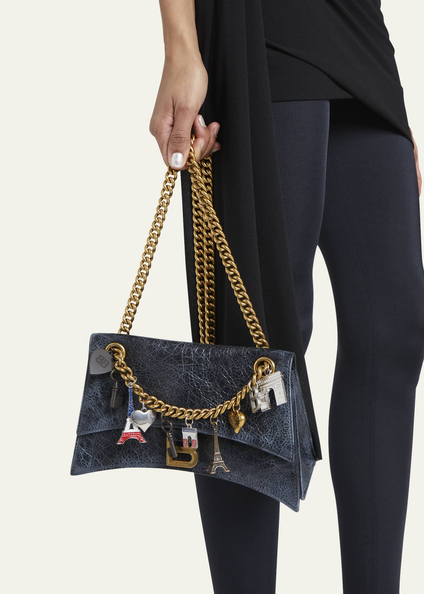Balenciaga Crush Small Charm Distressed Leather Shoulder Bag Image 2 of 5