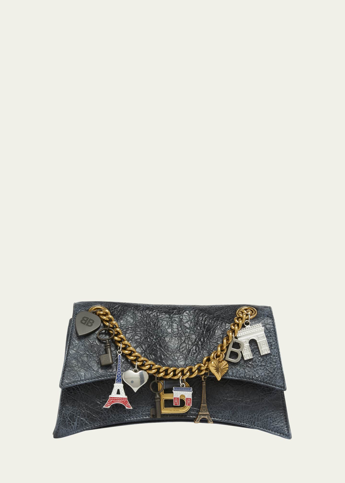 Balenciaga Crush Small Charm Distressed Leather Shoulder Bag Image 1 of 5