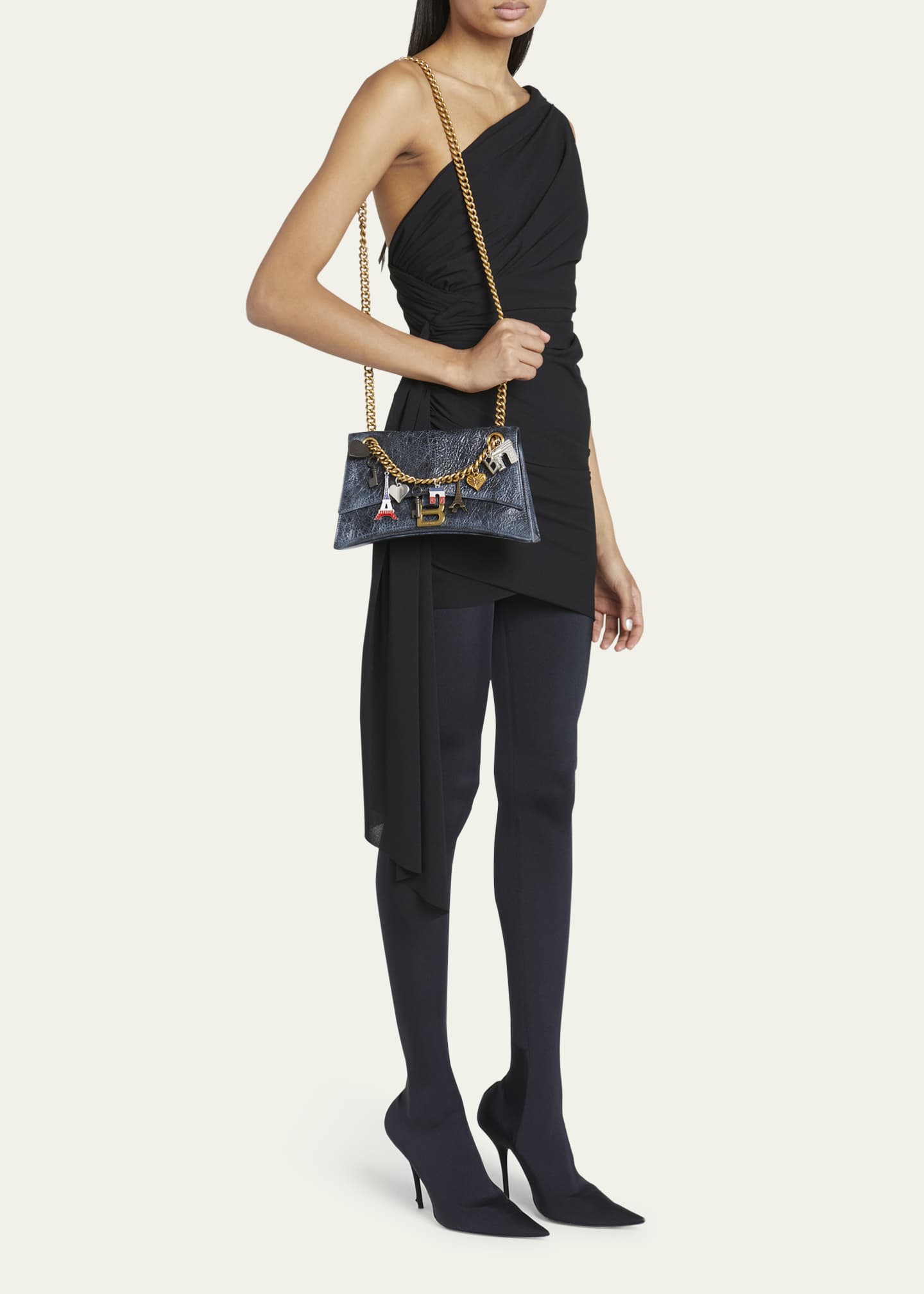 Balenciaga Crush Small Charm Distressed Leather Shoulder Bag Image 5 of 5