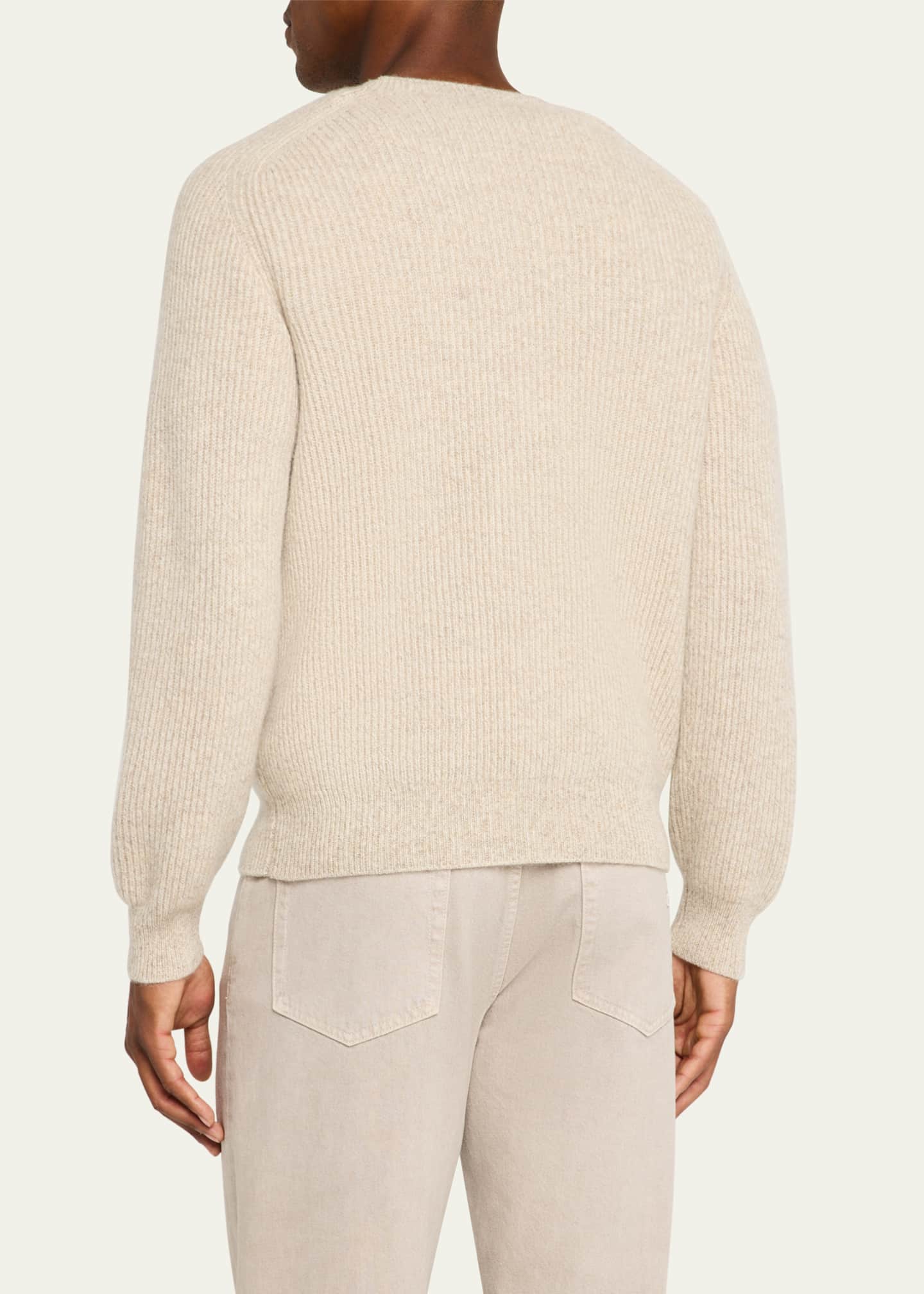 Men's Cashmere Ribbed Crewneck Sweater - Thumbnail 3