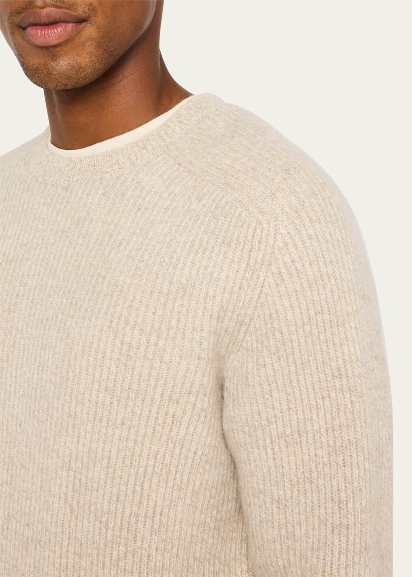 Men's Cashmere Ribbed Crewneck Sweater - Thumbnail 5