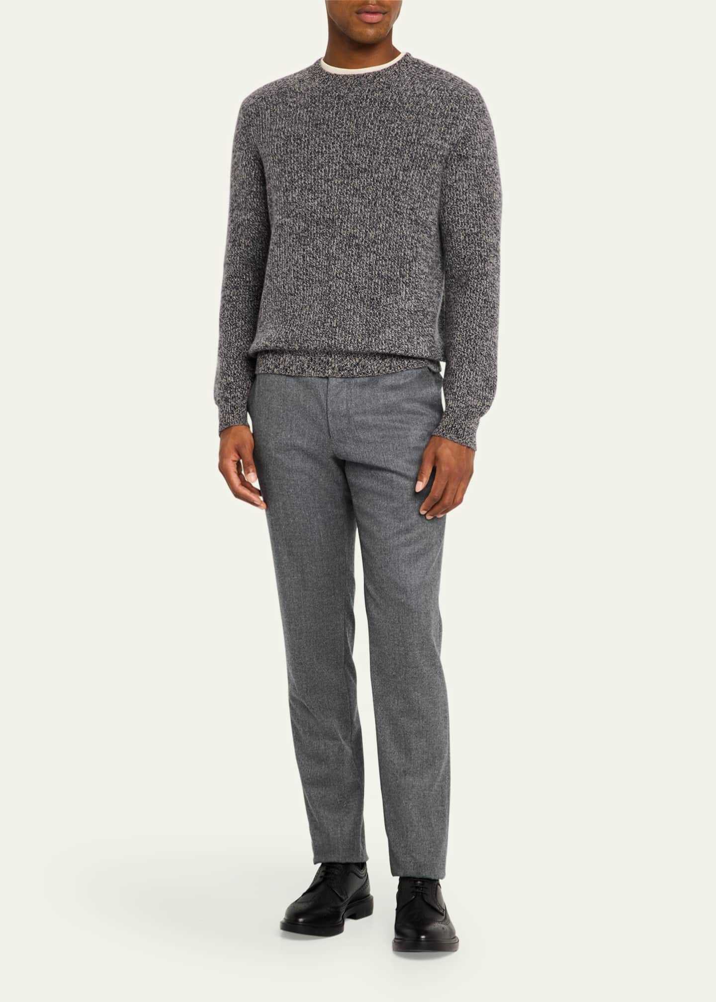 Bergdorf Goodman Men's Cashmere Ribbed Crewneck Sweater Image 2 of 5