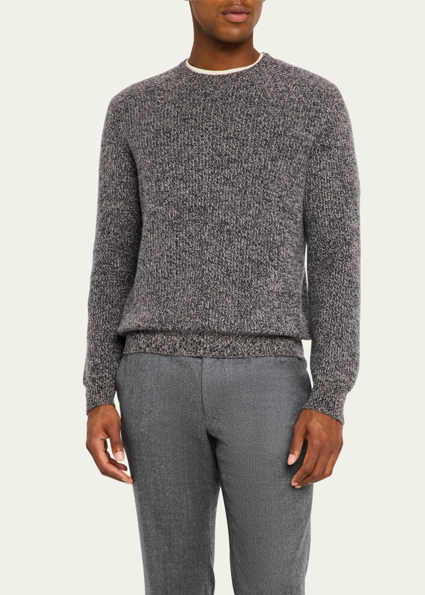 Bergdorf Goodman Men's Cashmere Ribbed Crewneck Sweater Image 4 of 5