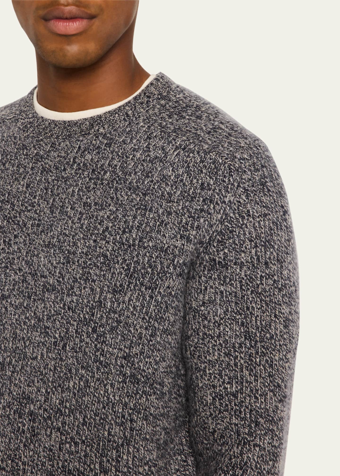 Bergdorf Goodman Men's Cashmere Ribbed Crewneck Sweater Image 5 of 5