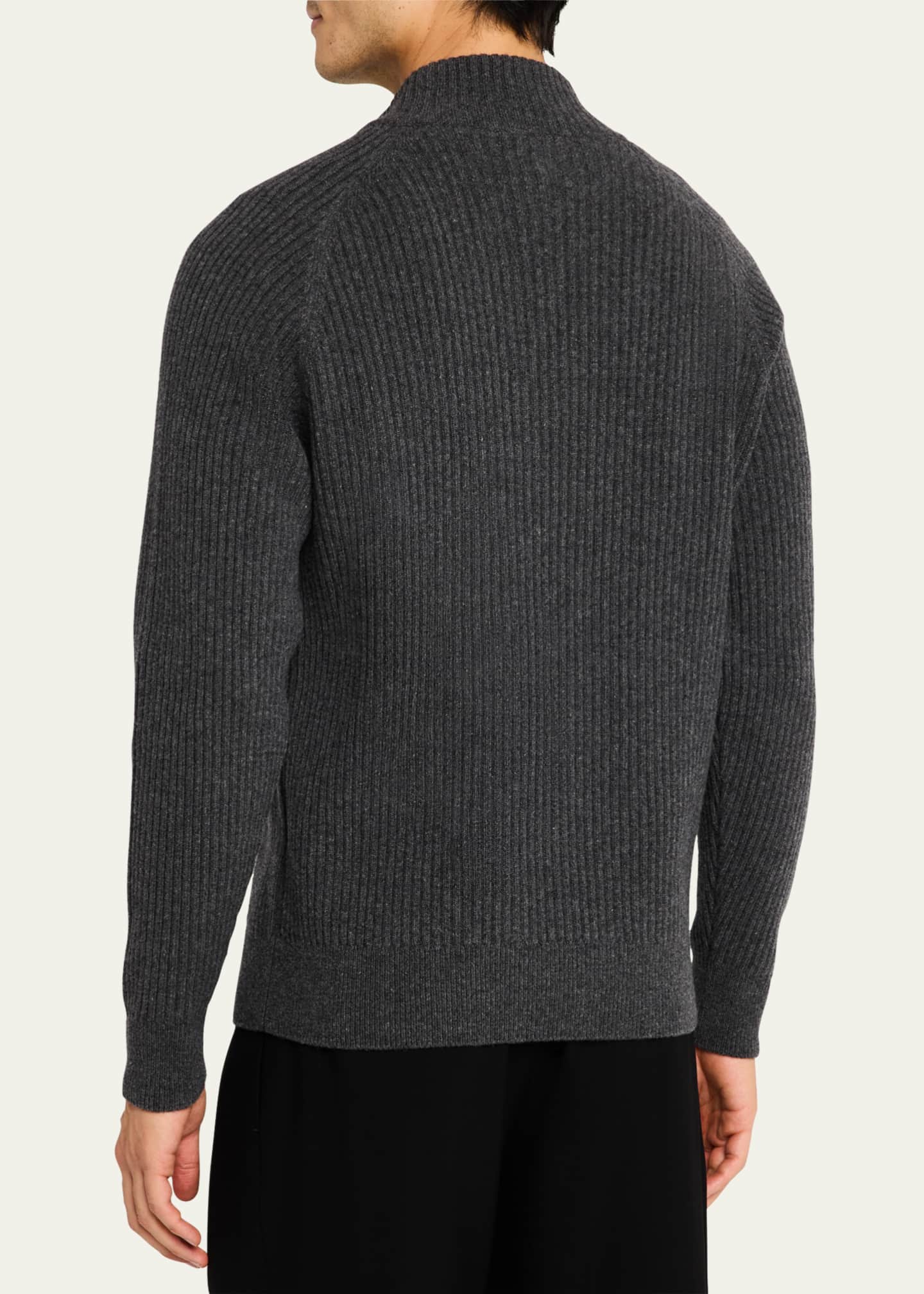 Bergdorf Goodman Men's Wool and Cashmere Rib Half-Zip Sweater Image 3 of 5