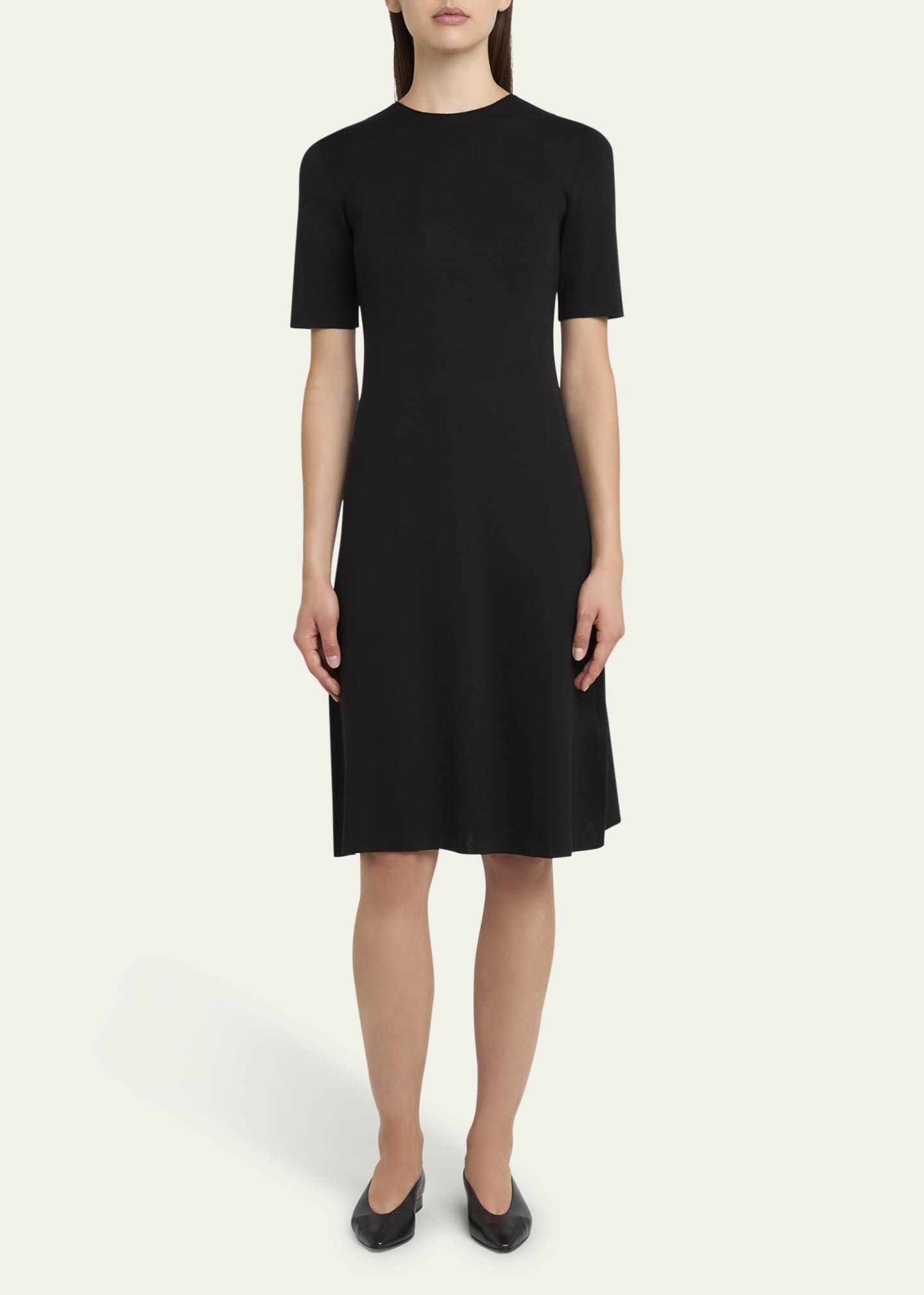 Loro Piana Lyskamm Short-Sleeve Silk Dress Image 2 of 5