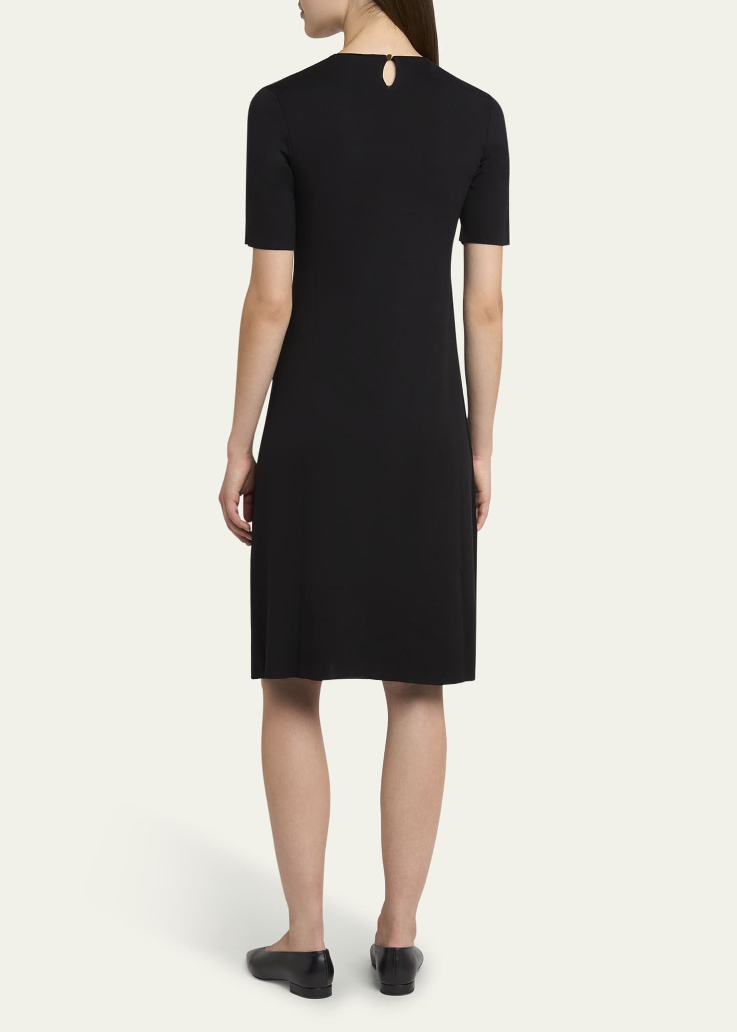 Loro Piana Lyskamm Short-Sleeve Silk Dress Image 3 of 5