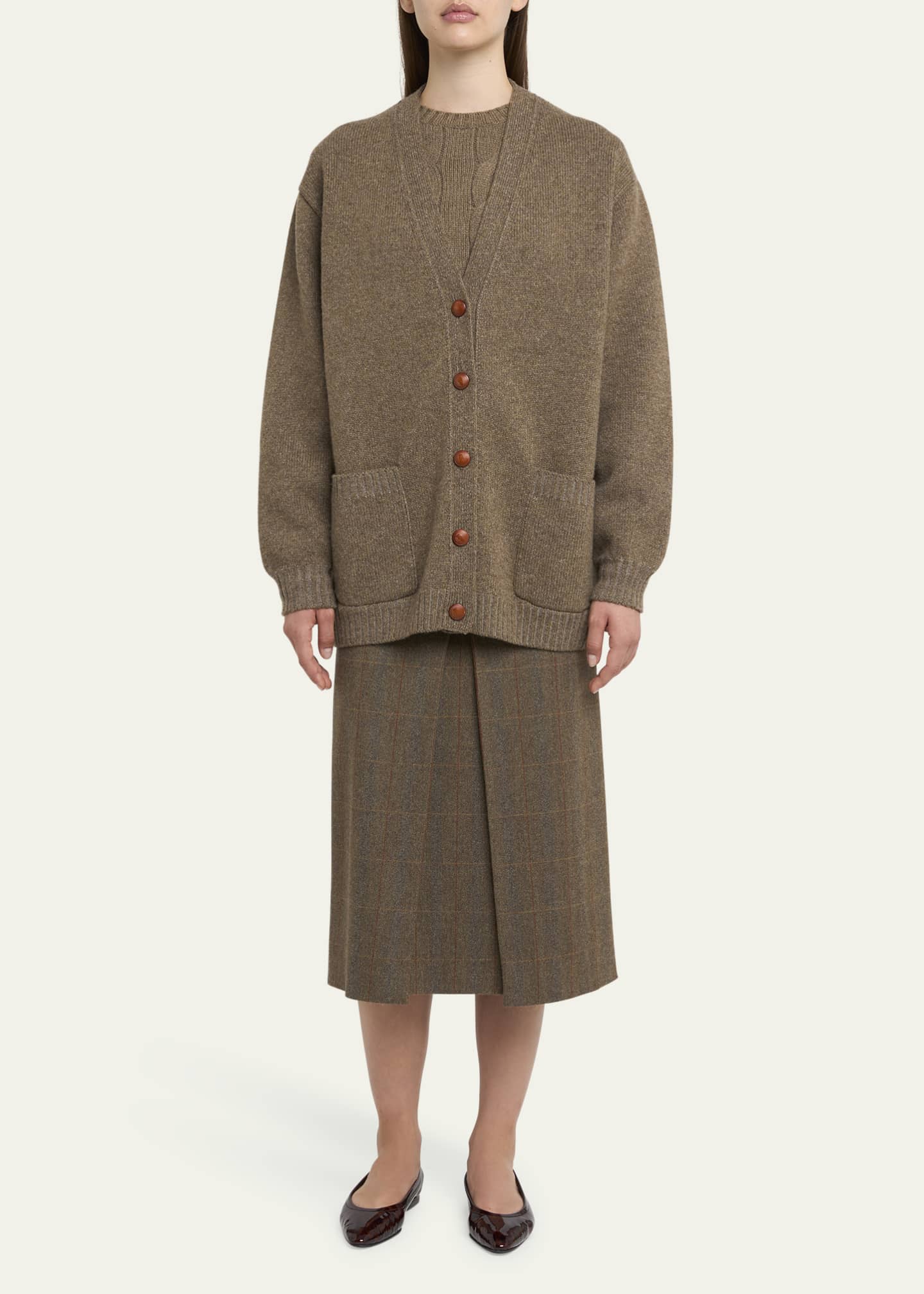 Loro Piana Pastore Cashmere-Wool Cardigan Image 2 of 5