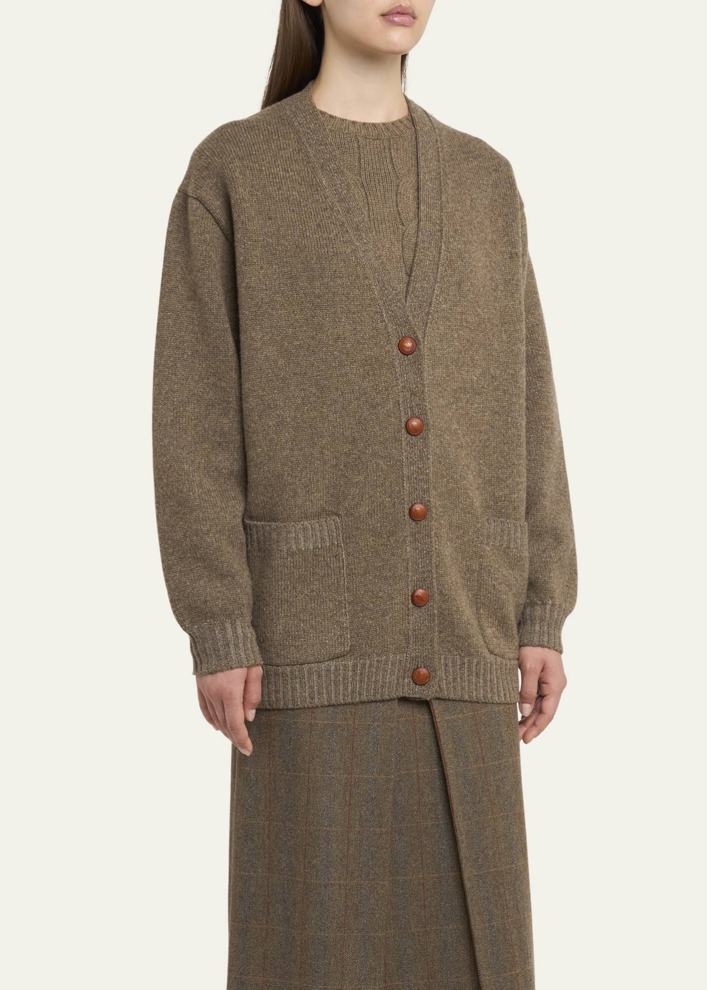 Loro Piana Pastore Cashmere-Wool Cardigan Image 4 of 5