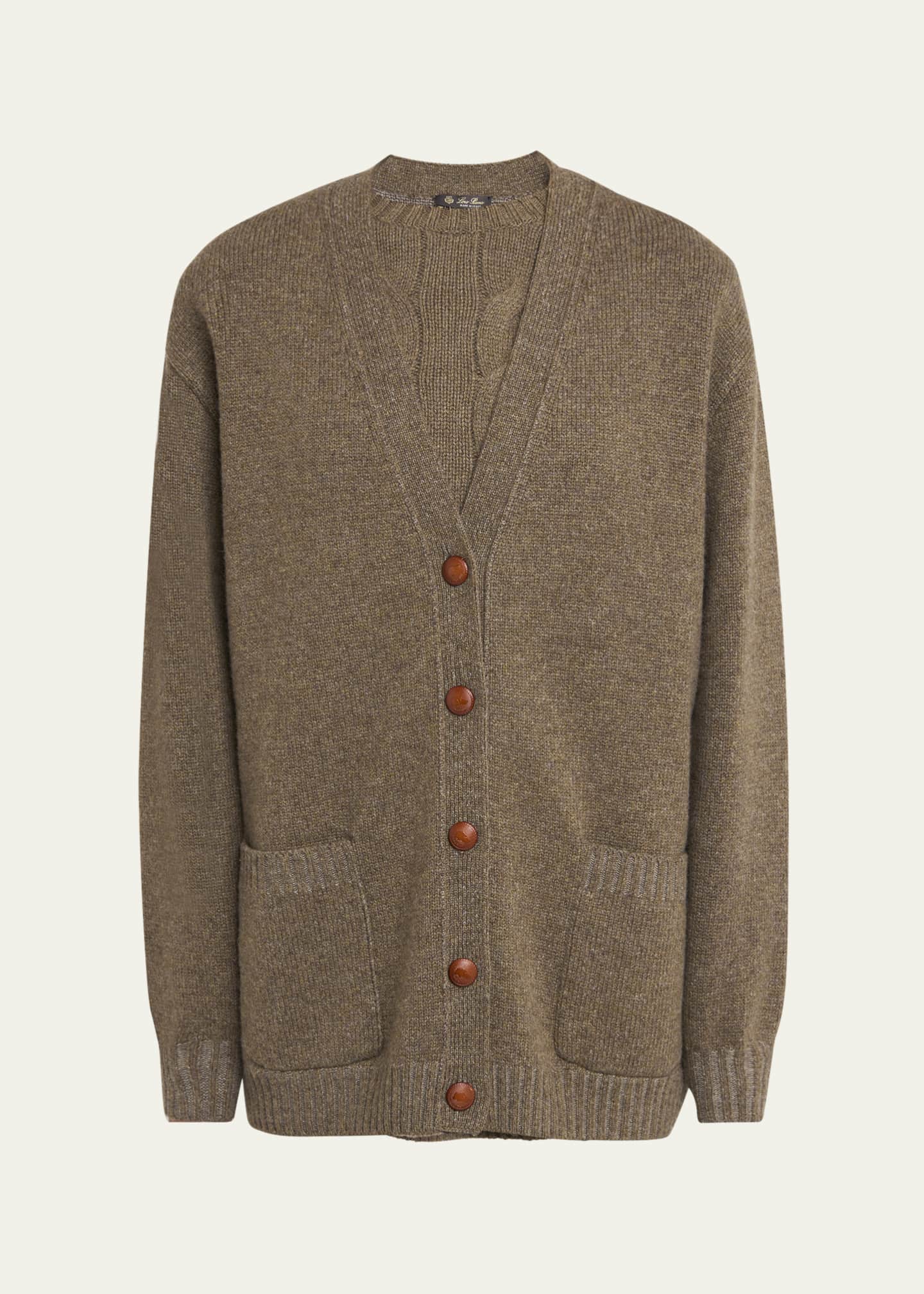 Loro Piana Pastore Cashmere-Wool Cardigan Image 1 of 5