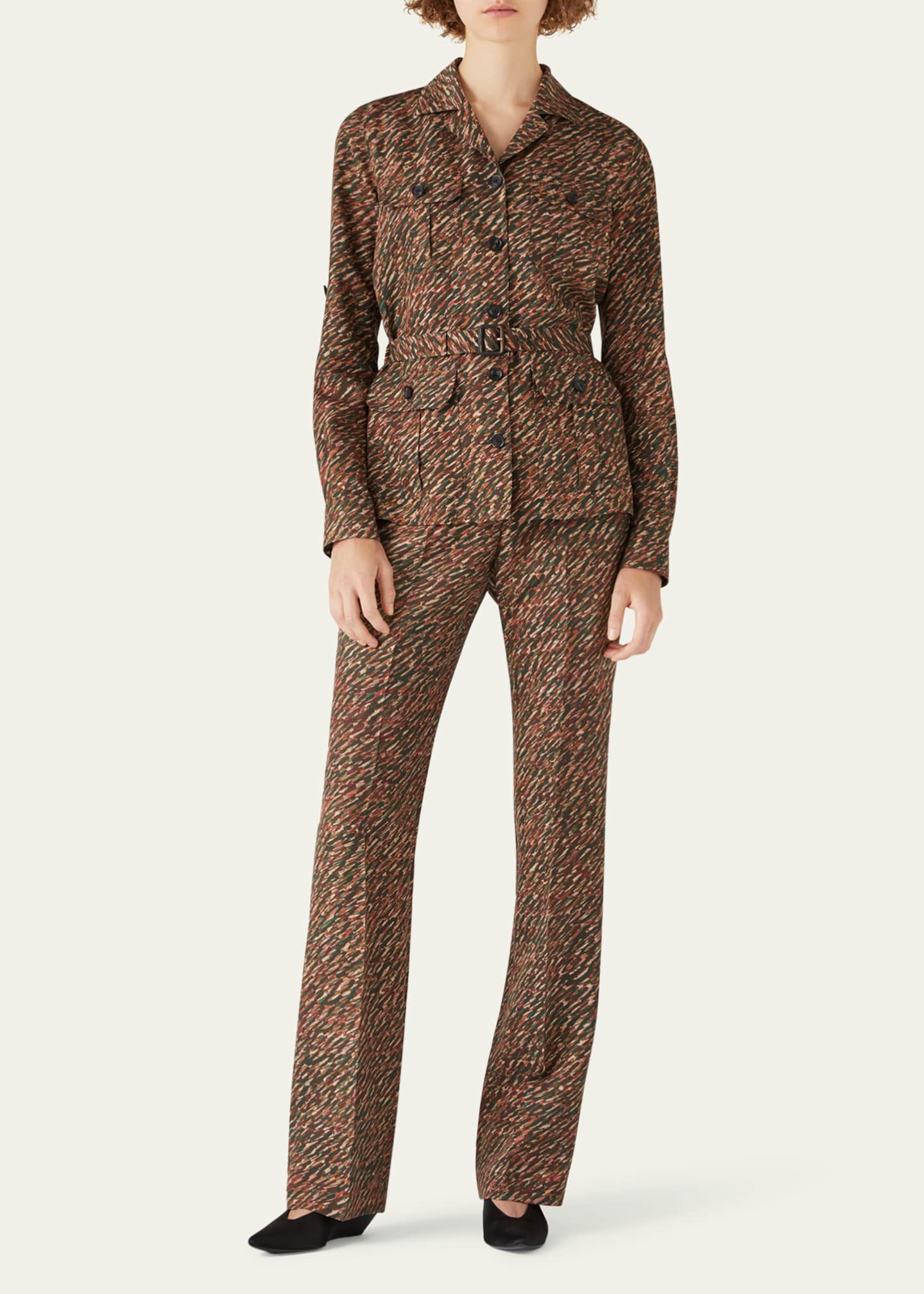 Loro Piana Deanna Belted Andre-Print Shirt Jacket Image 2 of 5