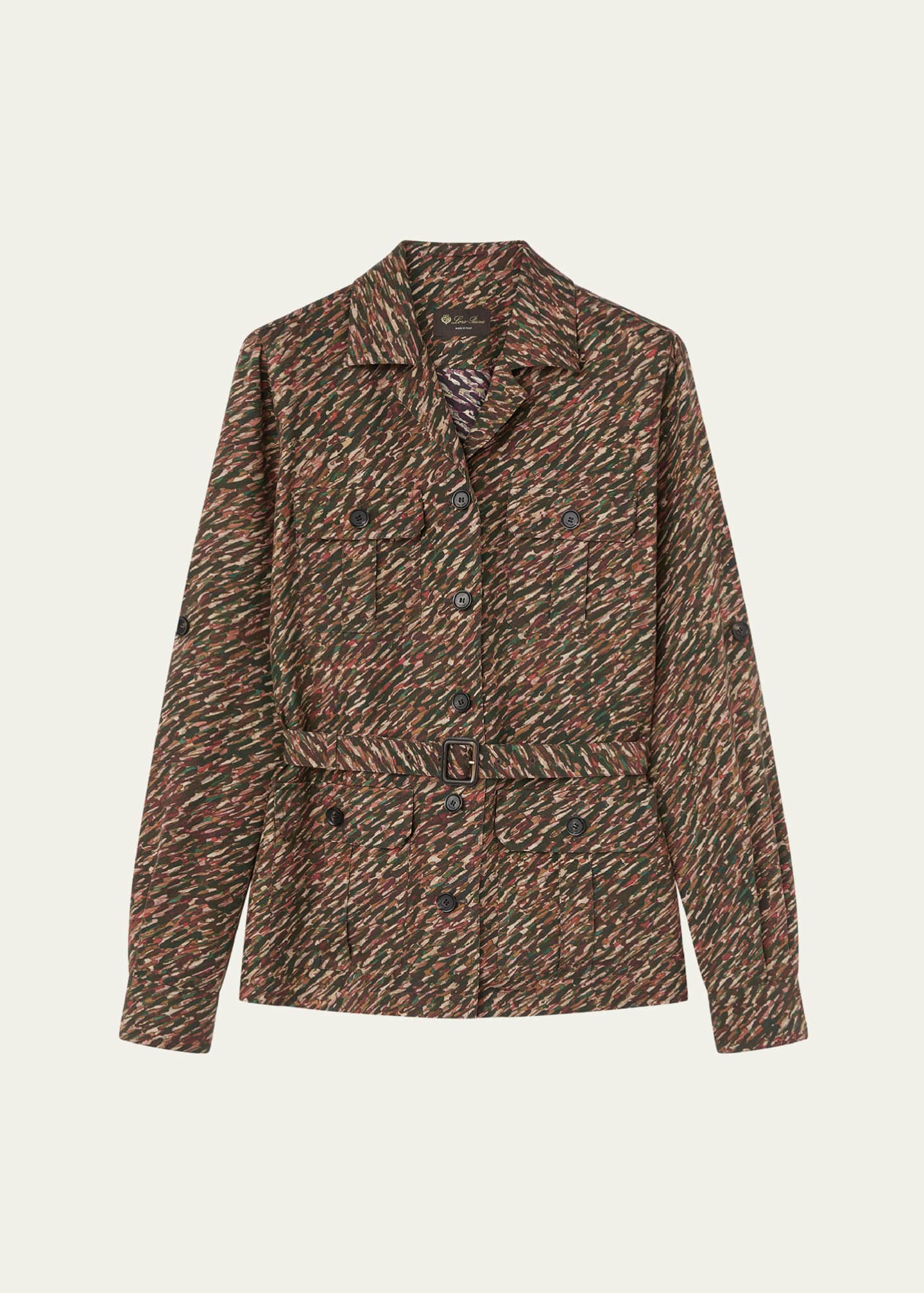 Loro Piana Deanna Belted Andre-Print Shirt Jacket Image 1 of 5