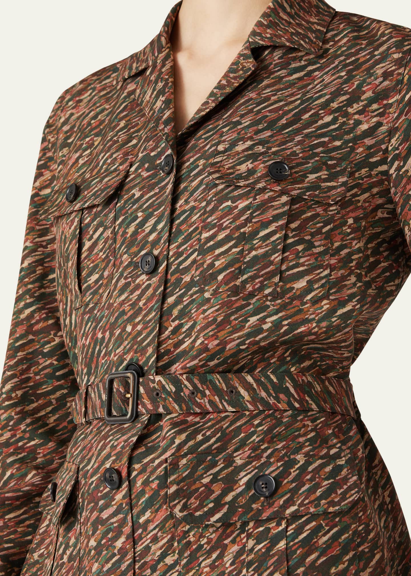 Loro Piana Deanna Belted Andre-Print Shirt Jacket Image 5 of 5