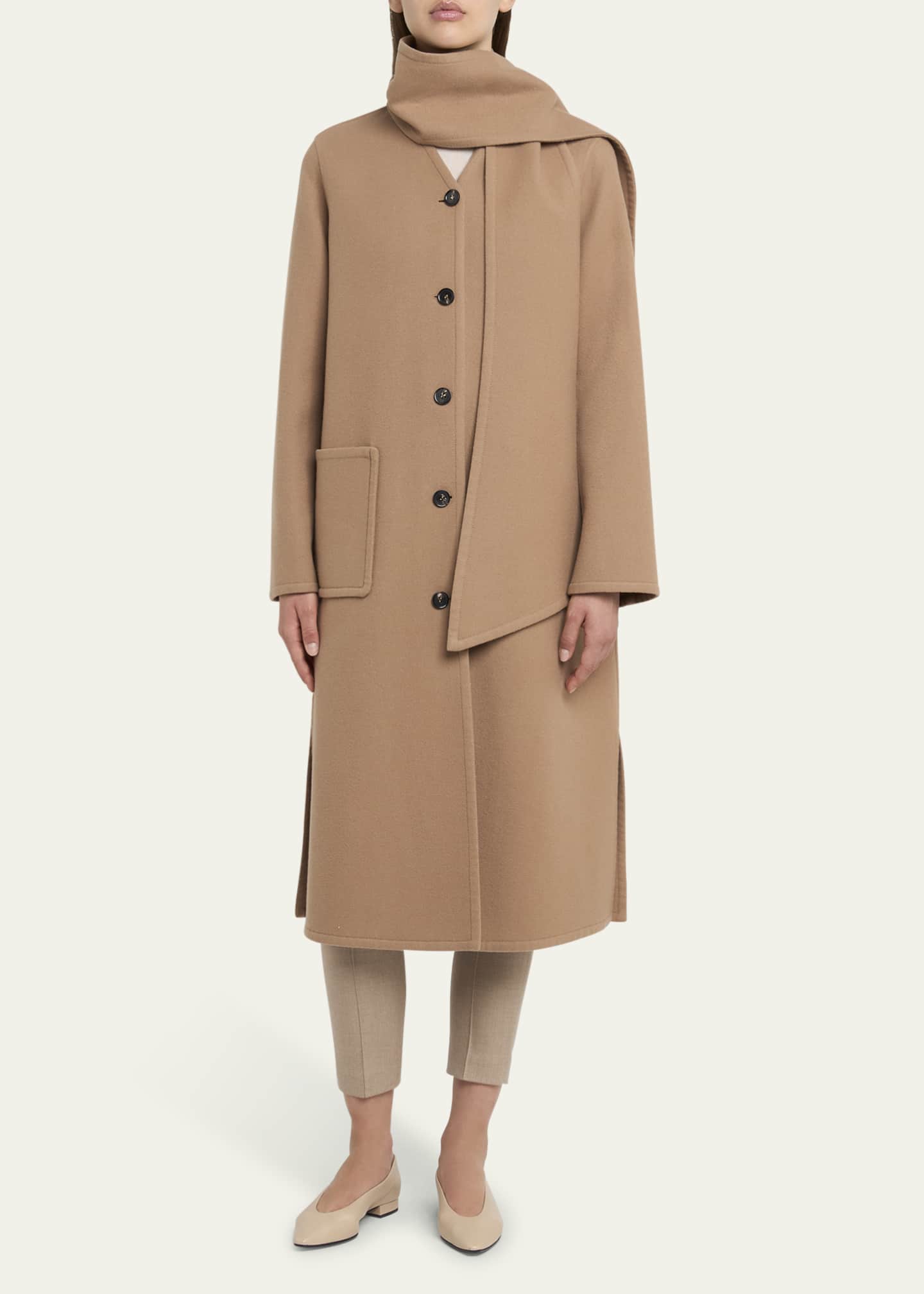 Loro Piana Gladwin Scarf-Neck Heavy Cashmere Coat Image 2 of 5