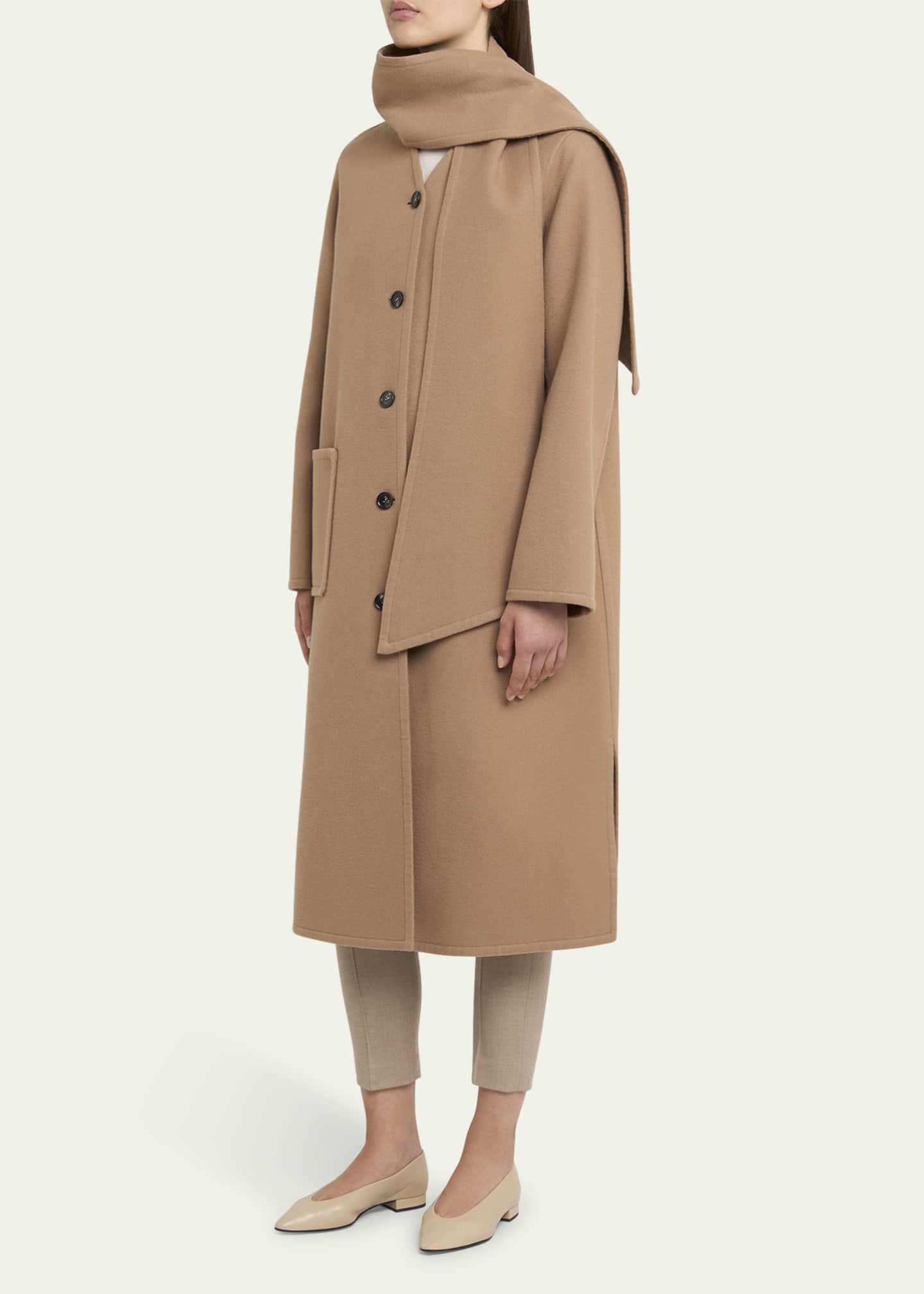 Loro Piana Gladwin Scarf-Neck Heavy Cashmere Coat Image 4 of 5