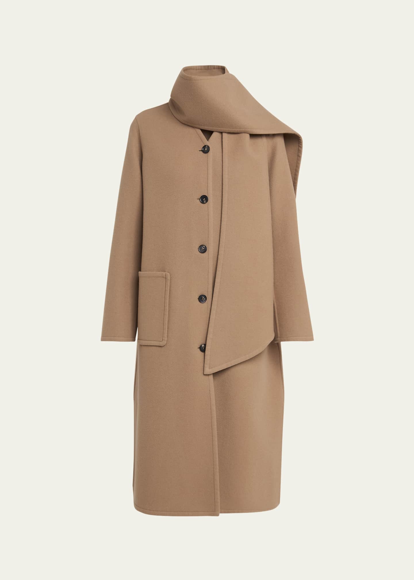 Loro Piana Gladwin Scarf-Neck Heavy Cashmere Coat Image 1 of 5