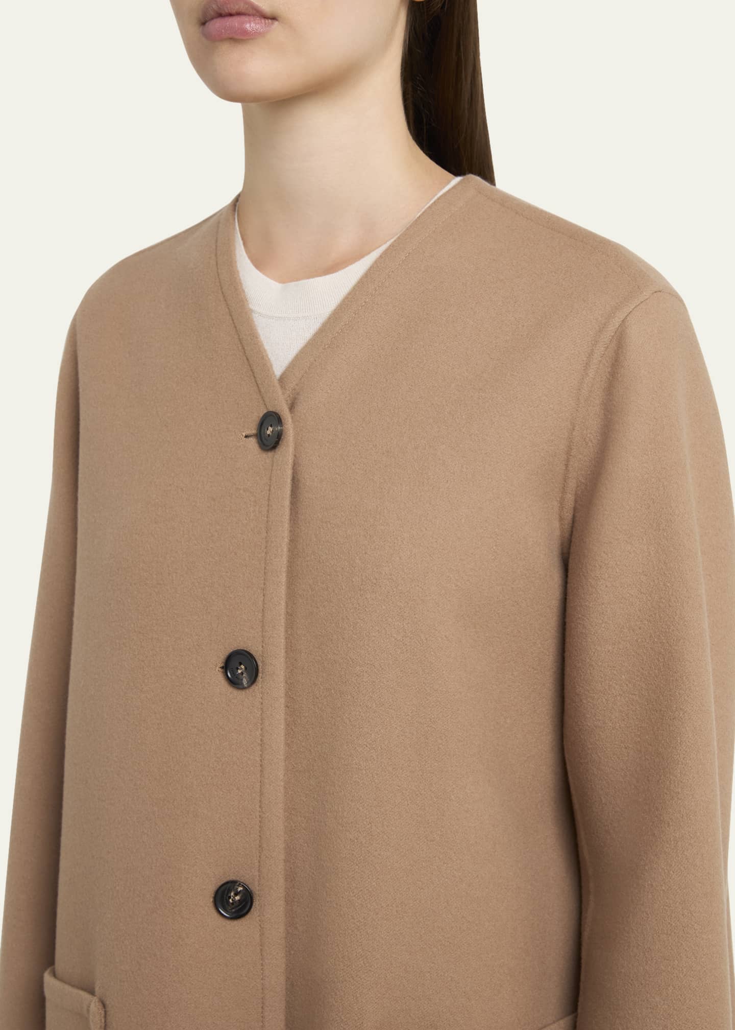 Loro Piana Gladwin Scarf-Neck Heavy Cashmere Coat Image 5 of 5