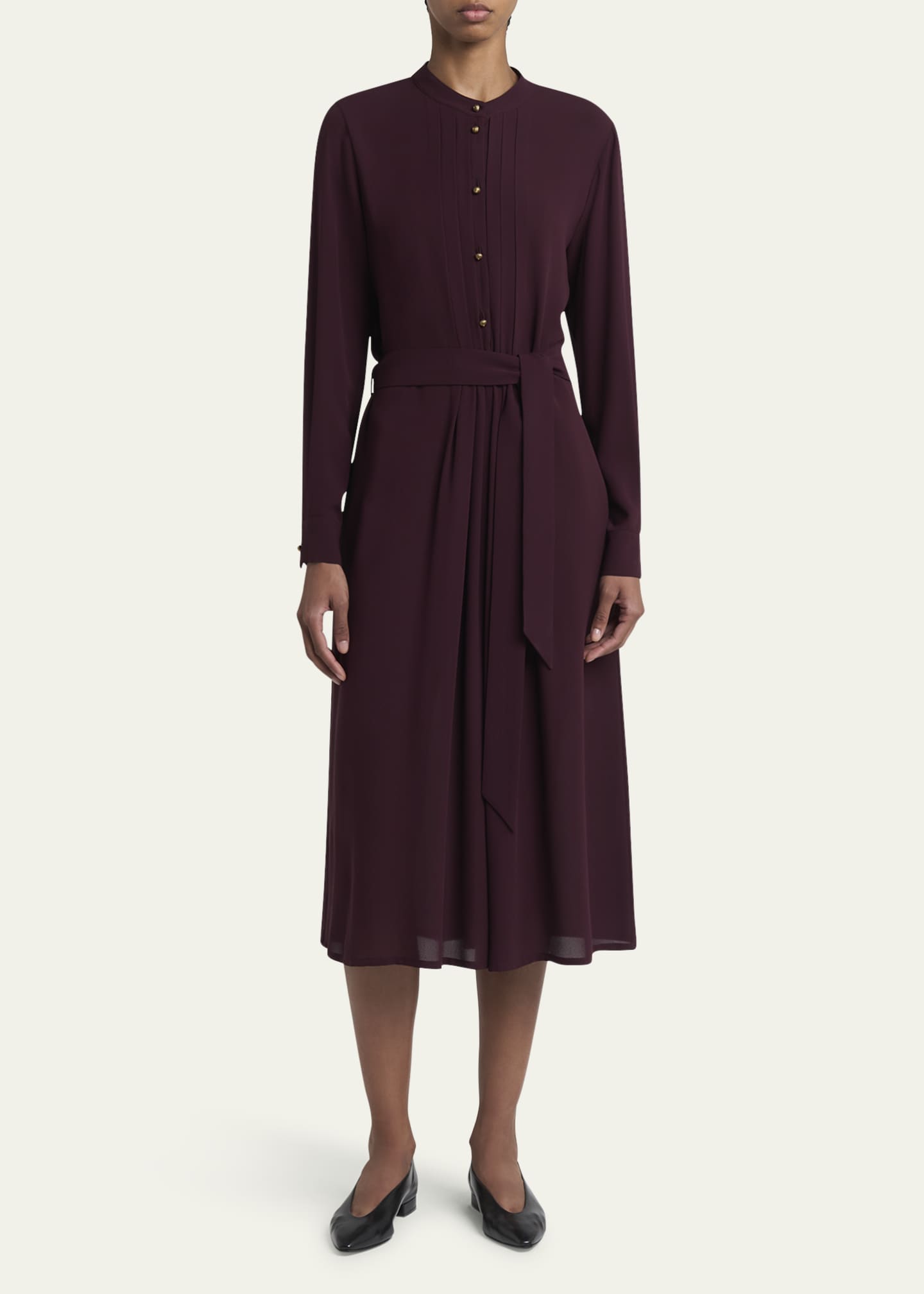 Loro Piana Hattie Sable Silk Crepe Shirtdress Image 2 of 5