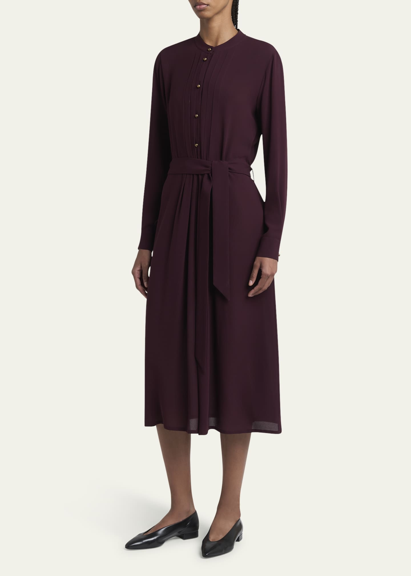Loro Piana Hattie Sable Silk Crepe Shirtdress Image 4 of 5