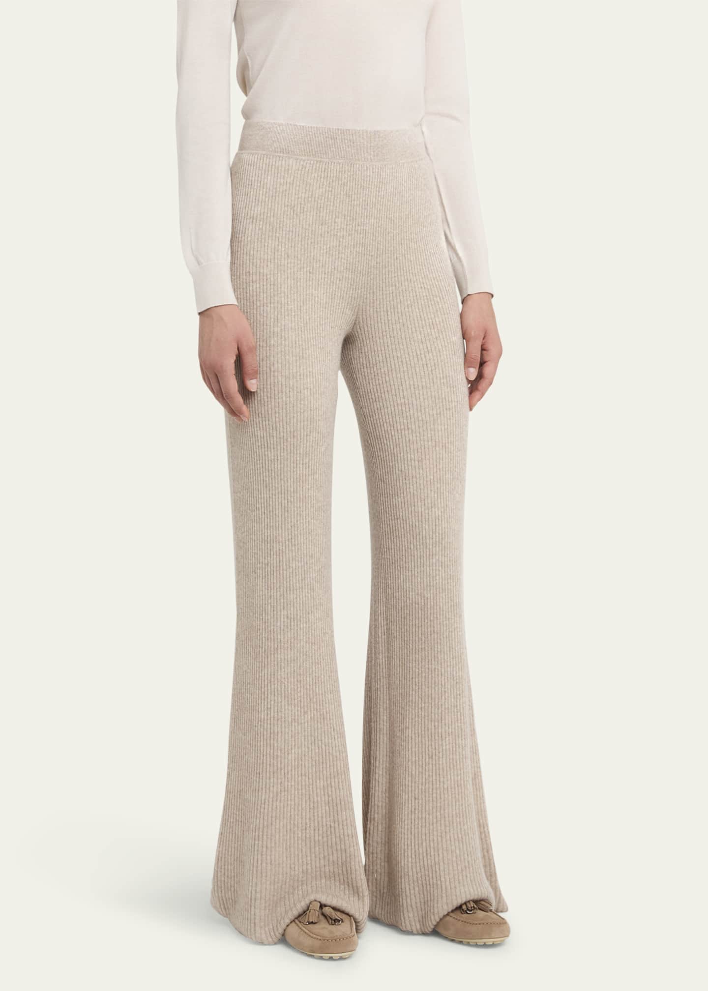Loro Piana Camino Ribbed Cashmere-Silk Trousers Image 4 of 5