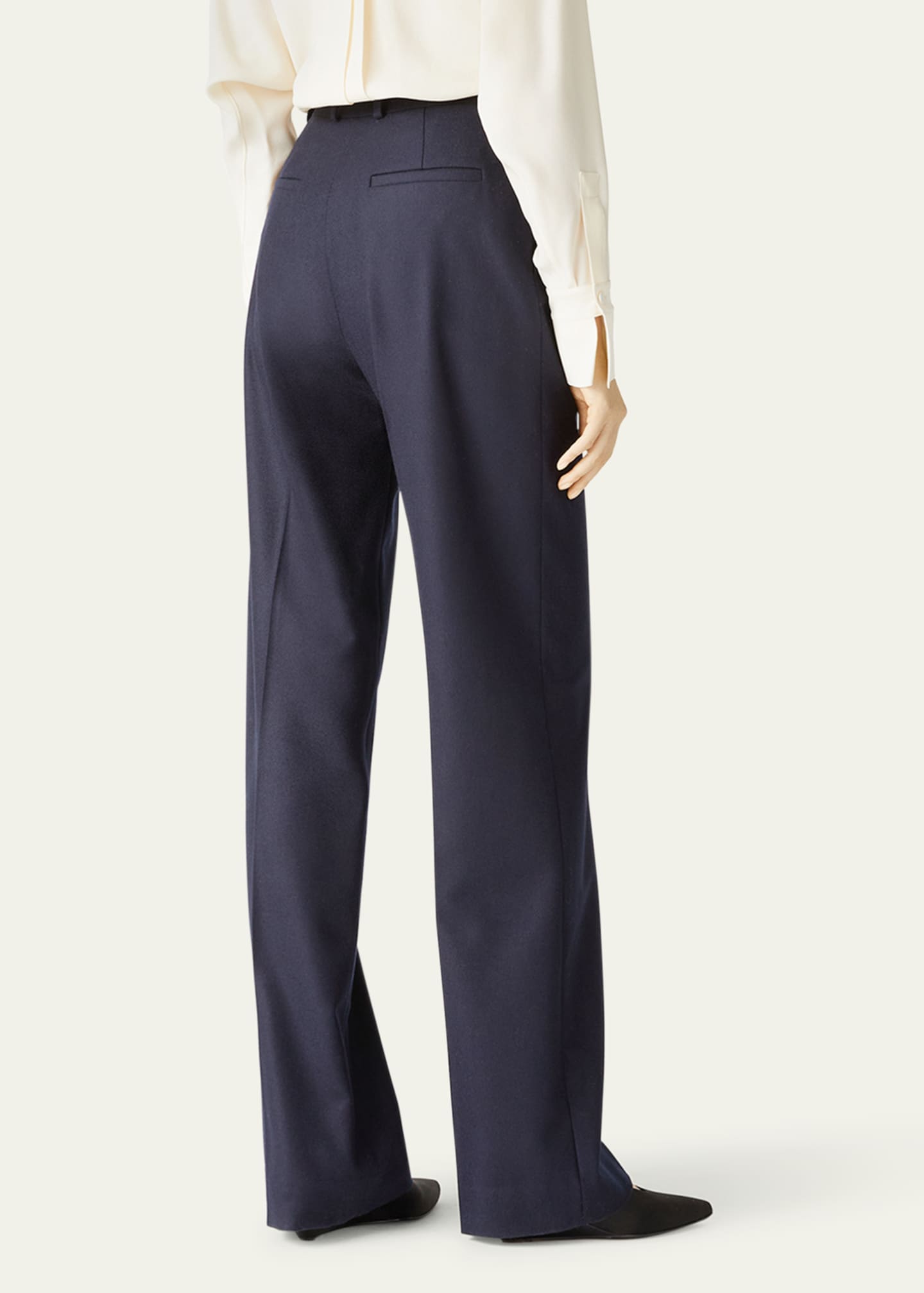 Loro Piana Edward Pintuck Belted Wool Cashmere Trousers Image 3 of 5
