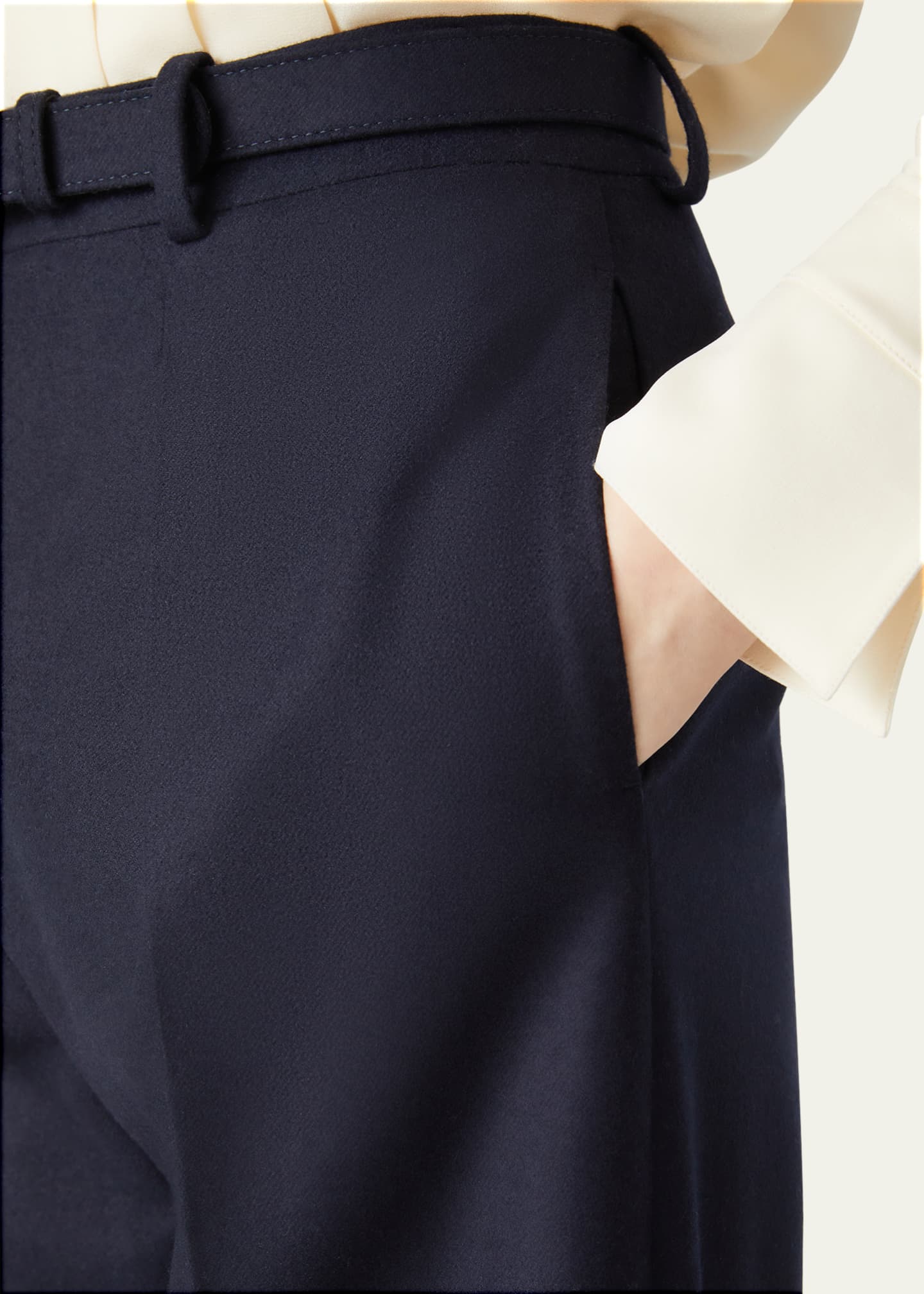 Loro Piana Edward Pintuck Belted Wool Cashmere Trousers Image 5 of 5