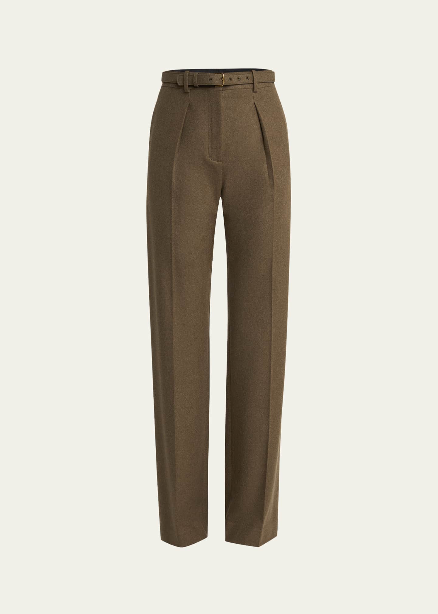 Loro Piana Edward Pintuck Belted Wool Cashmere Trousers - Bergdorf
