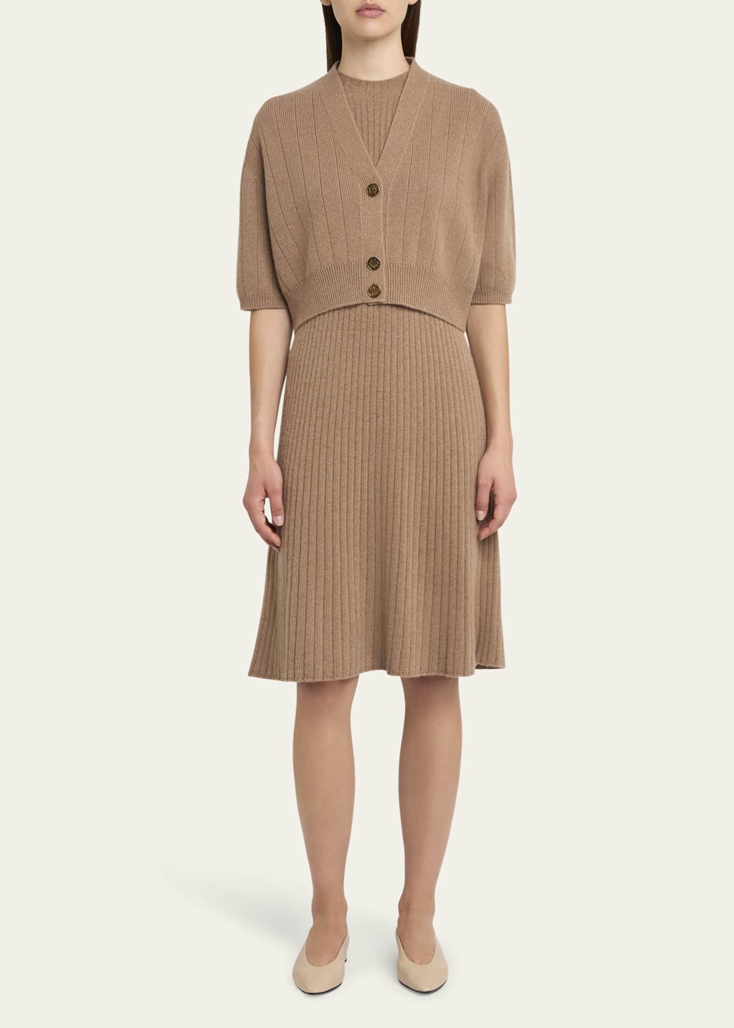 Loro Piana Cervatto Short-Sleeve Baby Cashmere Cardigan Image 2 of 5
