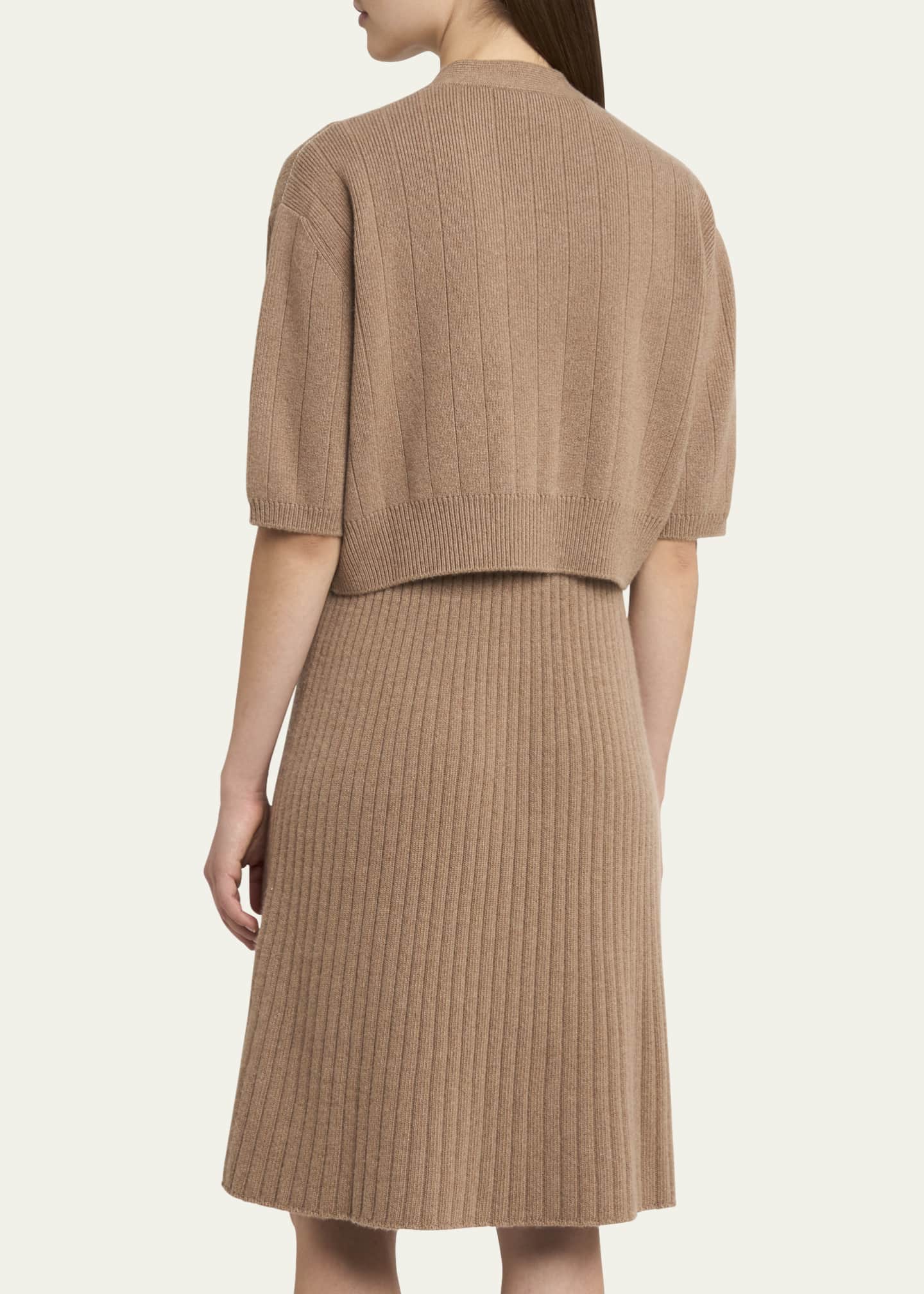 Loro Piana Cervatto Short-Sleeve Baby Cashmere Cardigan Image 3 of 5