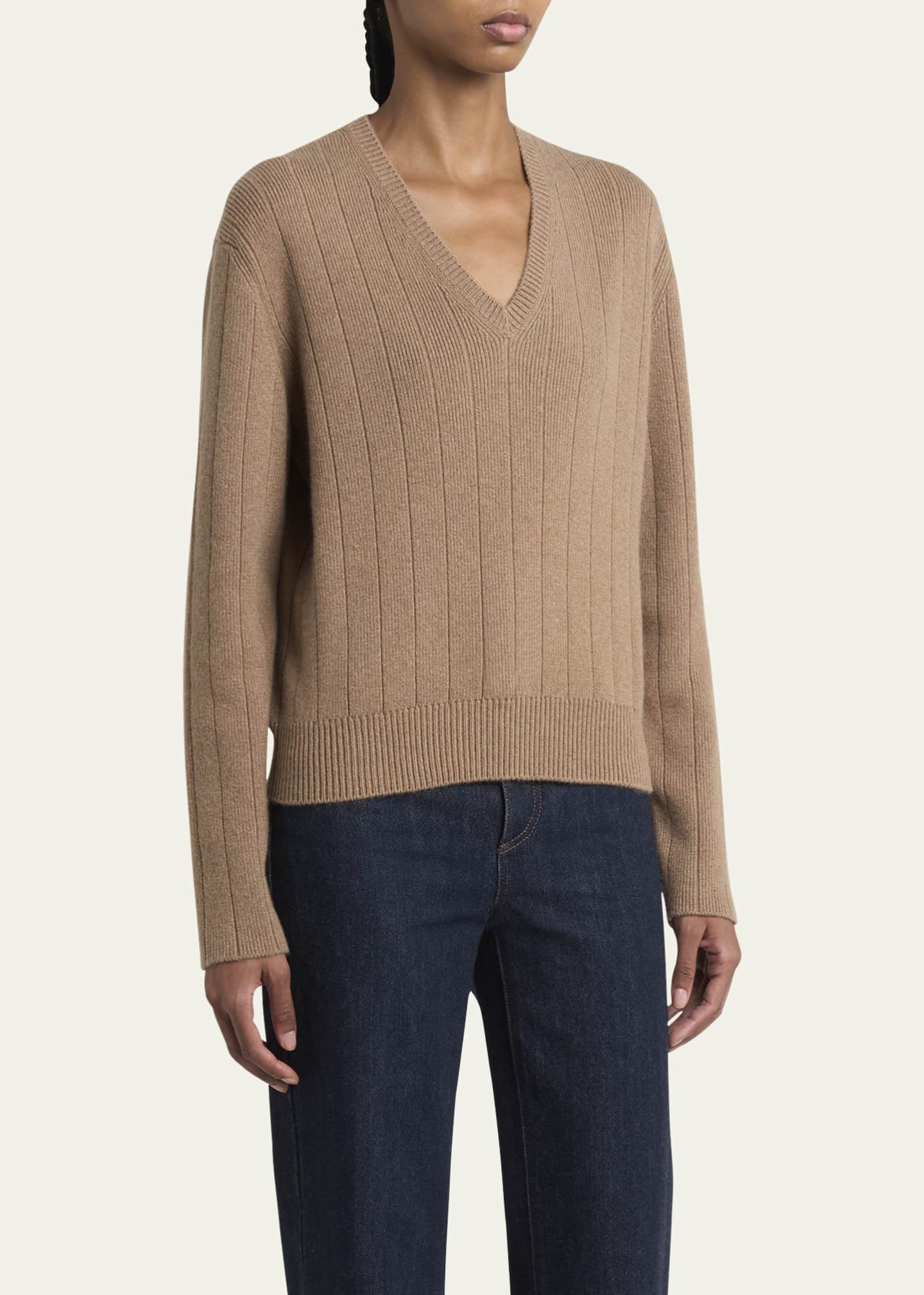 Loro Piana Cervatto V-Neck Baby Cashmere Sweater Image 4 of 5