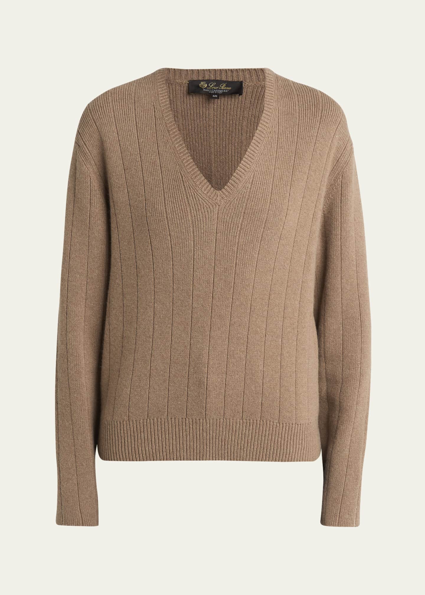 Loro Piana Cervatto V-Neck Baby Cashmere Sweater Image 1 of 5
