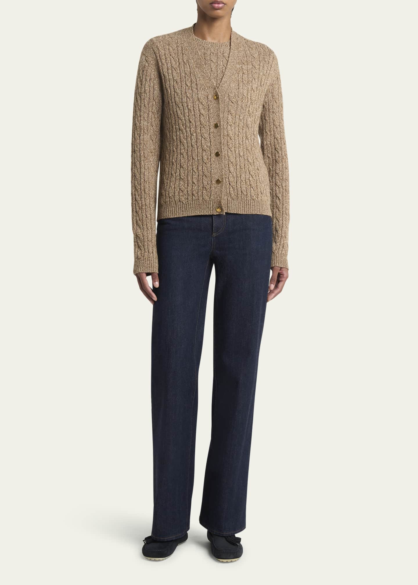 Loro Piana Baby Cashmere Cable Knit Cardigan Image 2 of 5