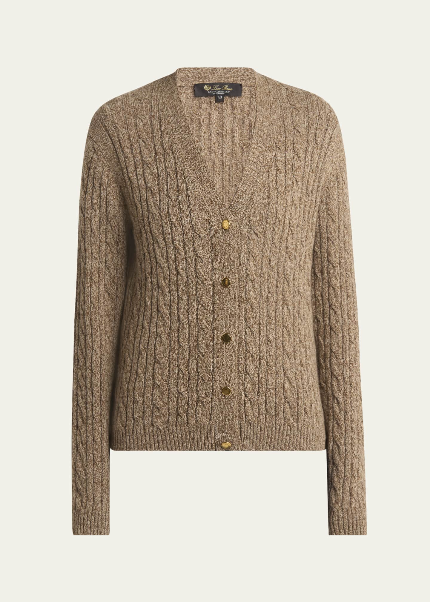 Loro Piana Baby Cashmere Cable Knit Cardigan Image 1 of 5