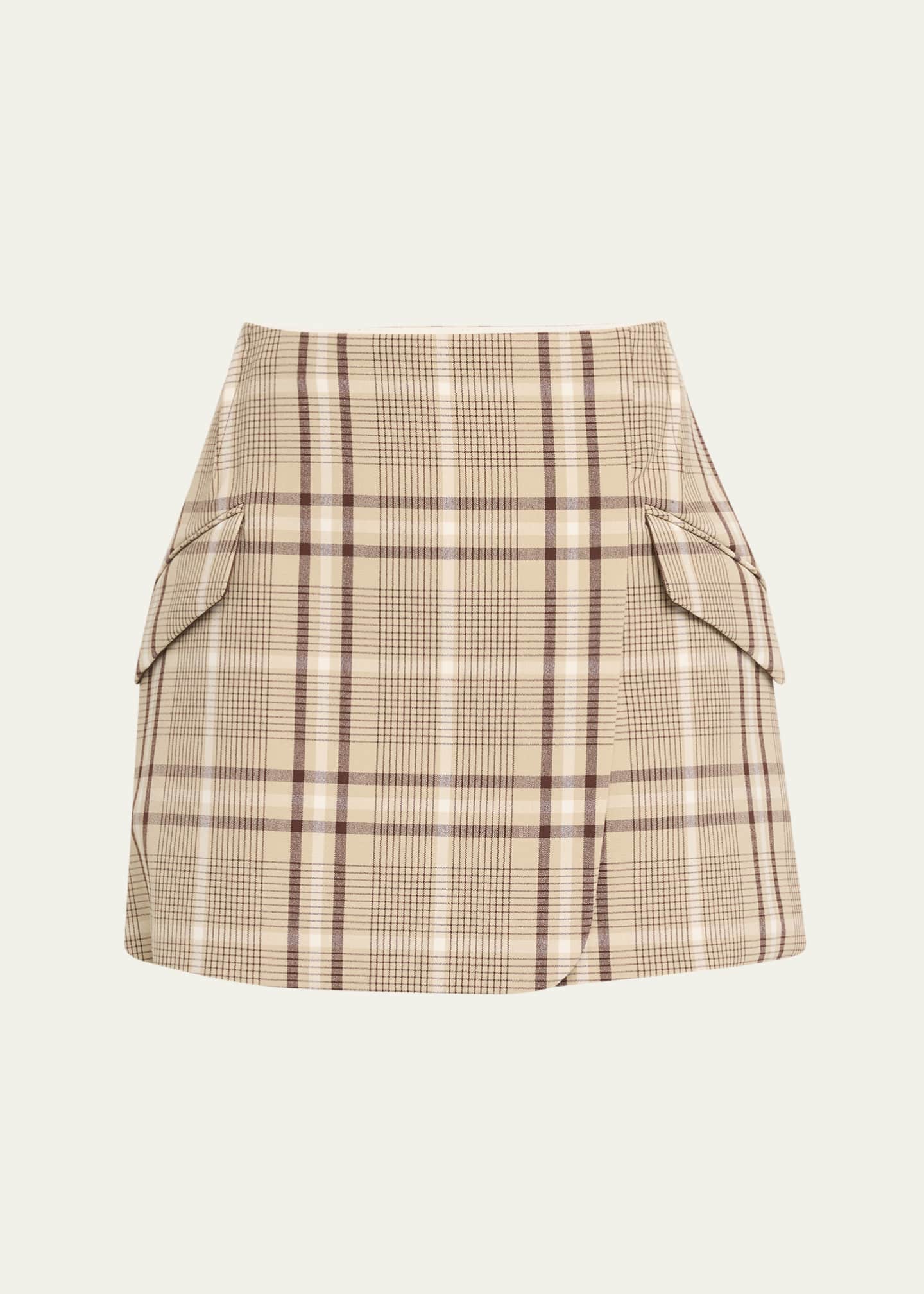 SIMKHAI Payton Plaid Wrap Skirt