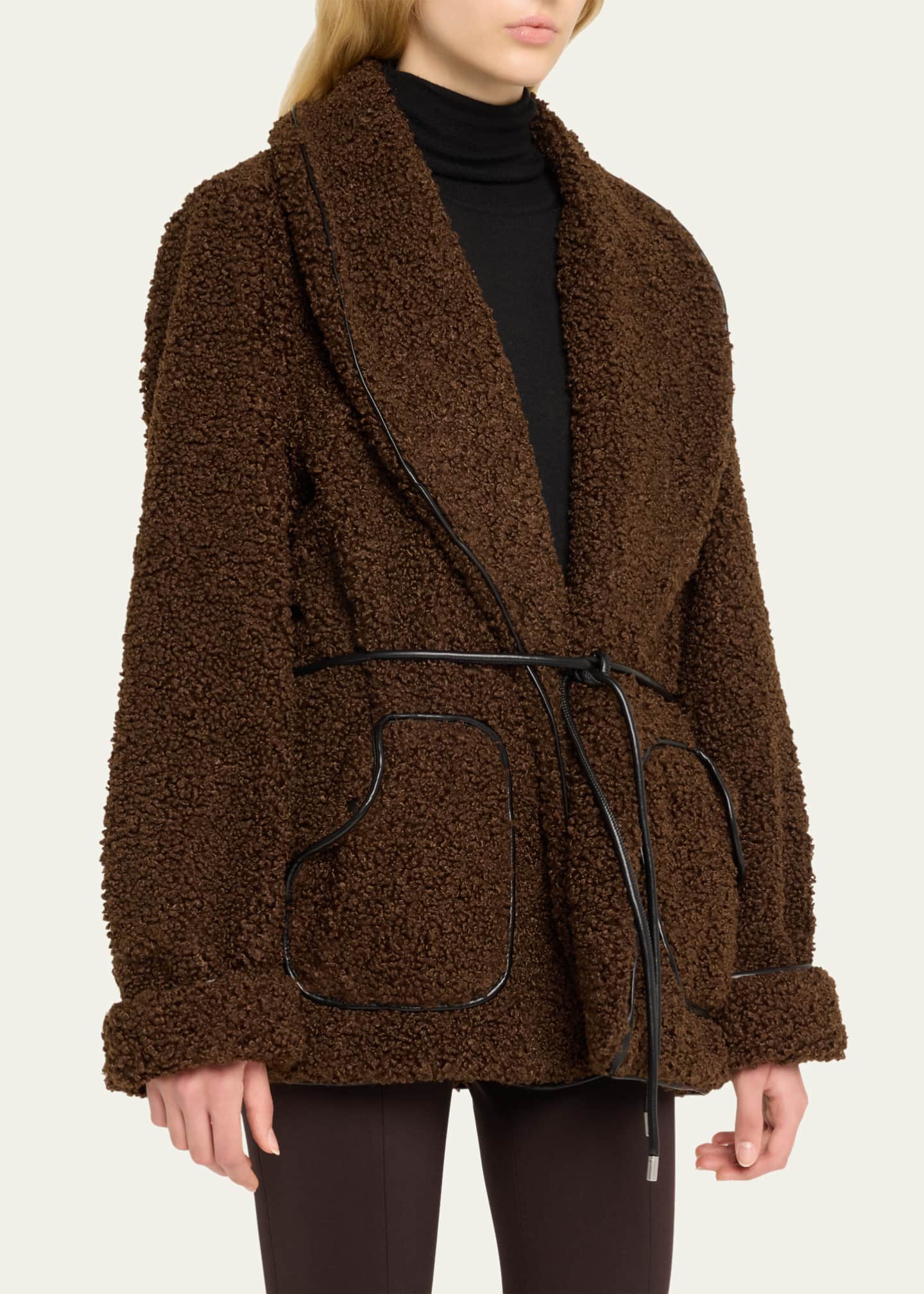 SIMKHAI Kimia Faux Fur Tie Waist Jacket Image 4 of 5