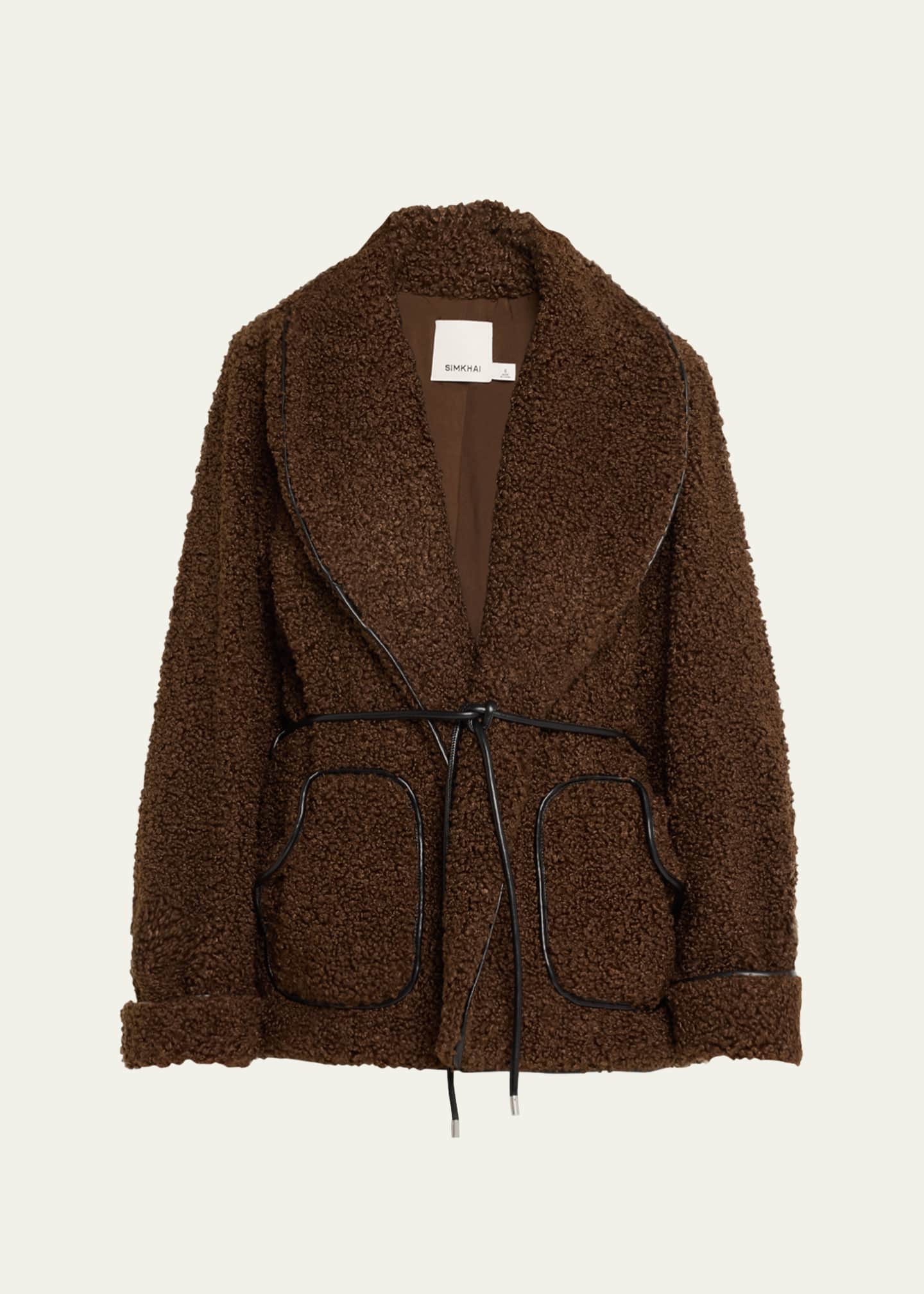 SIMKHAI Kimia Faux Fur Tie Waist Jacket Image 1 of 5