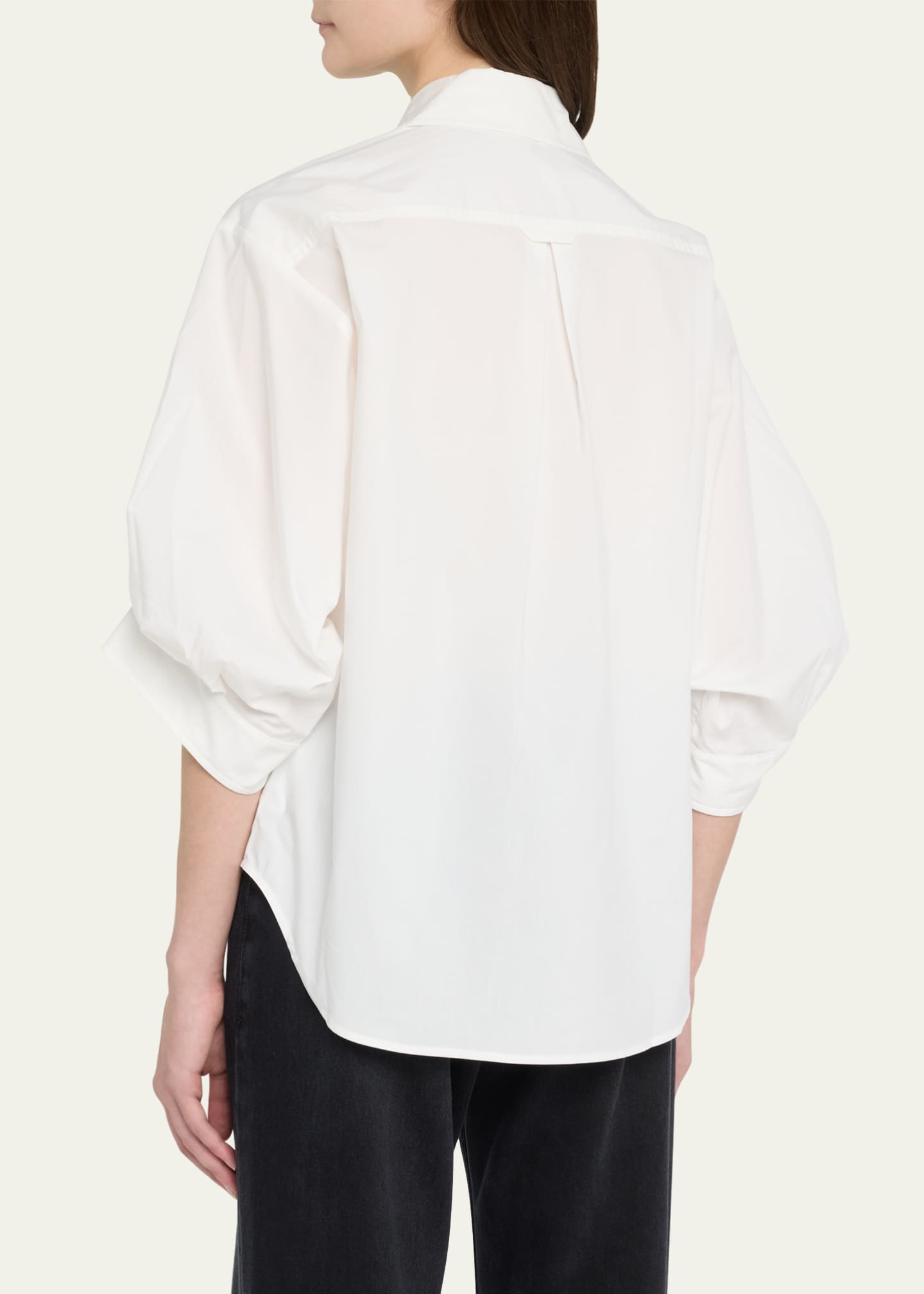 SIMKHAI Gemma 3/4-Sleeve Poplin Button-Front Shirt Image 3 of 5