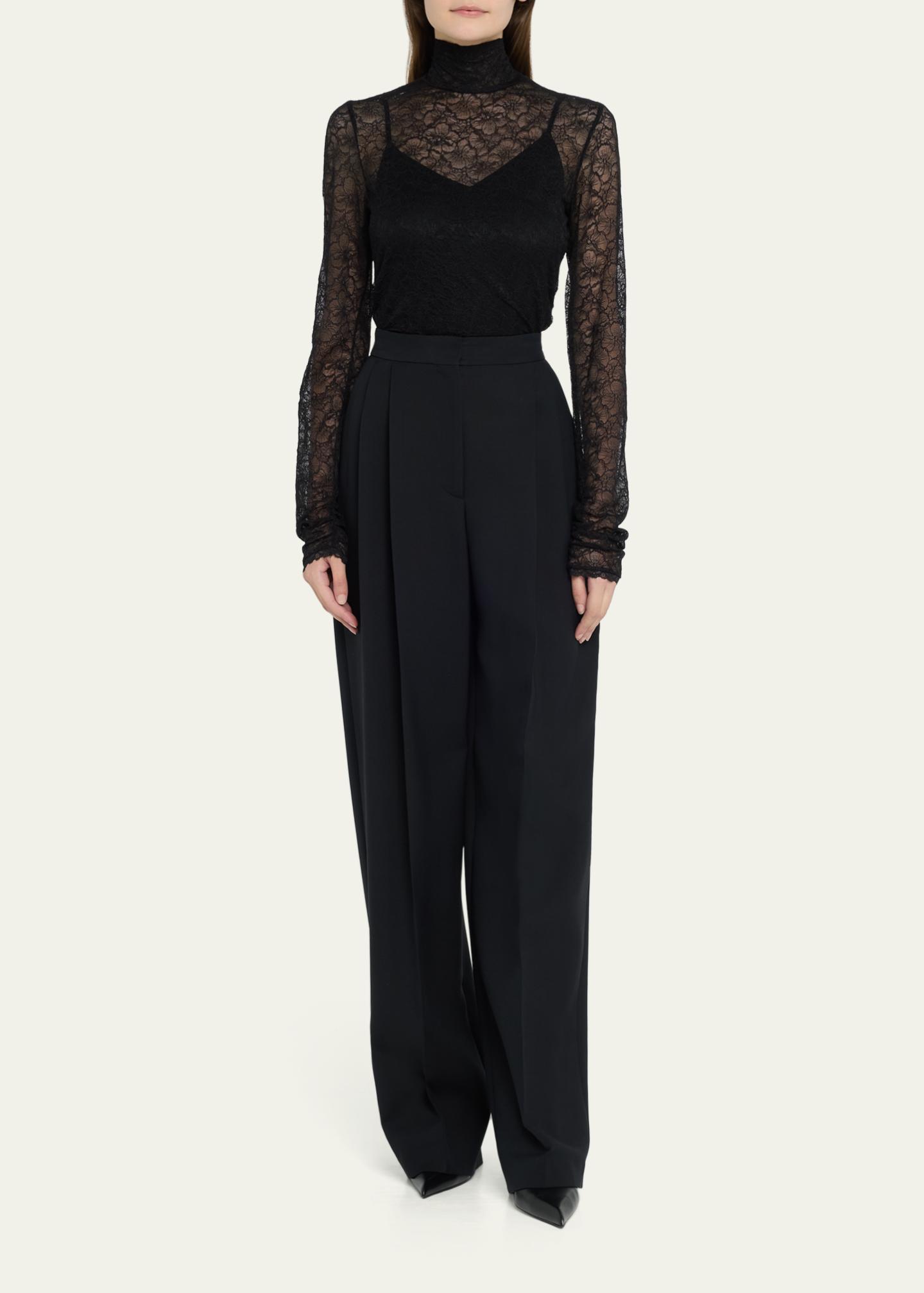 SIMKHAI Zurie Lace Turtleneck LongSleeve Combo Bodysuit Bergdorf Goodman